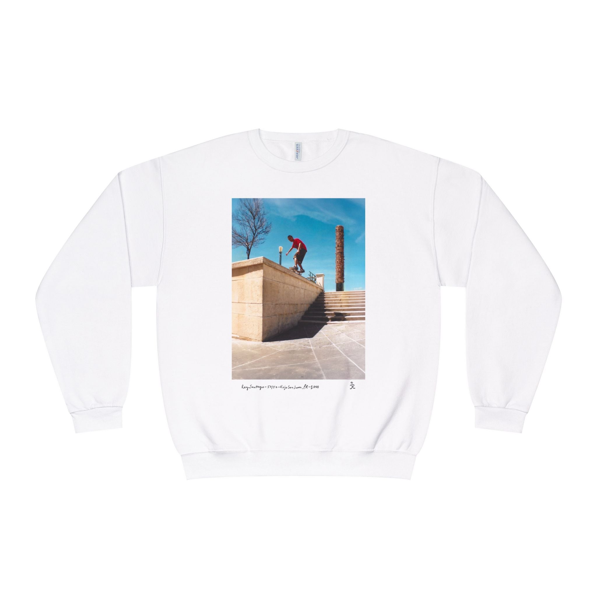 Skateboarding Photo Crewneck Sweatshirt — Urban Skateboarder Graphic