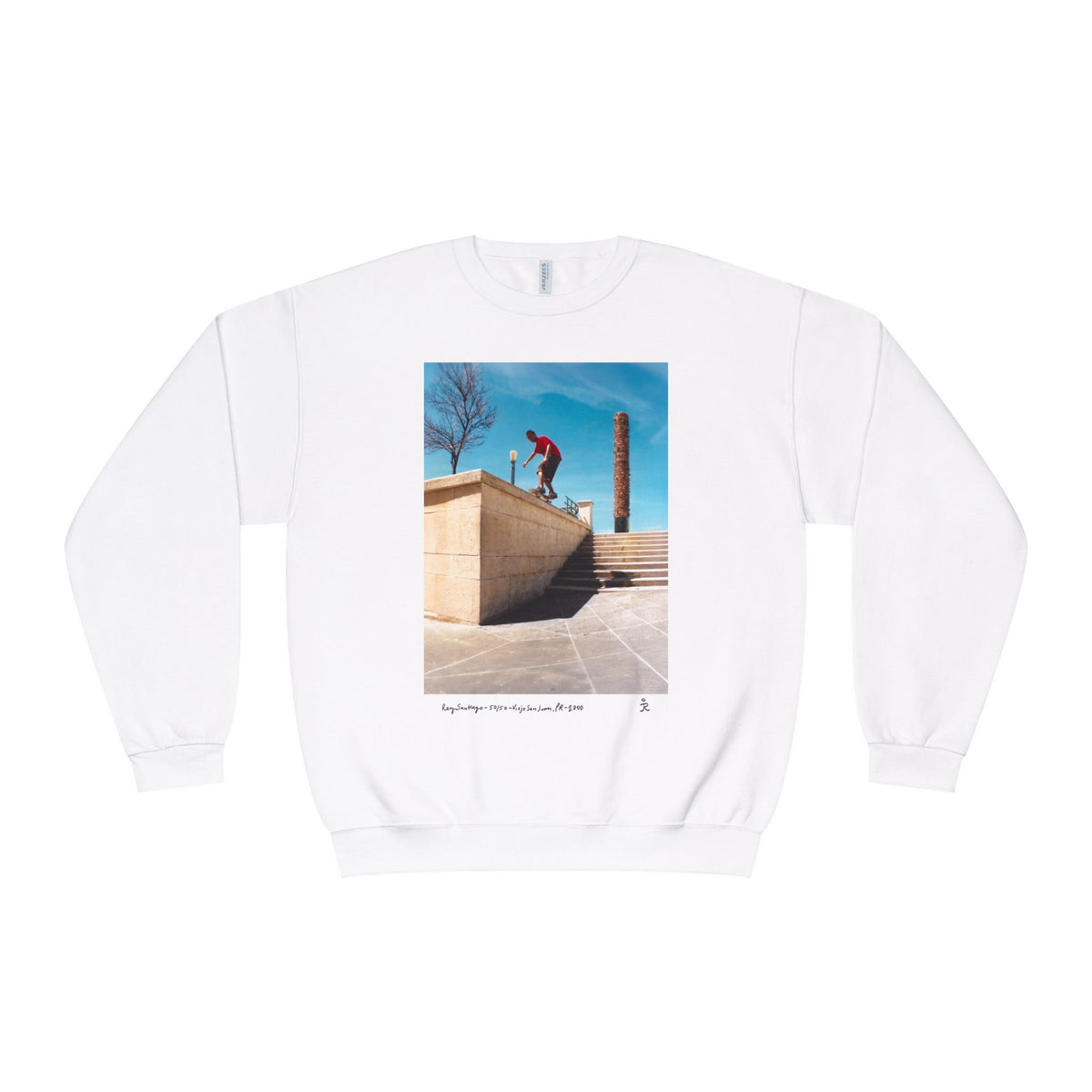 Skateboarding Photo Crewneck Sweatshirt — Urban Skateboarder Graphic