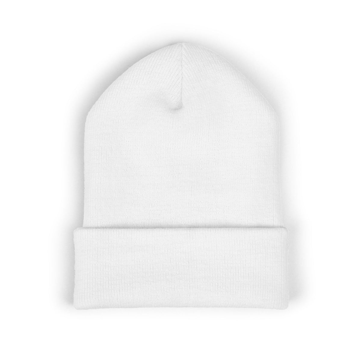 Embroidered Gold Badge Cuffed Beanie — Classic Winter Knit Hat