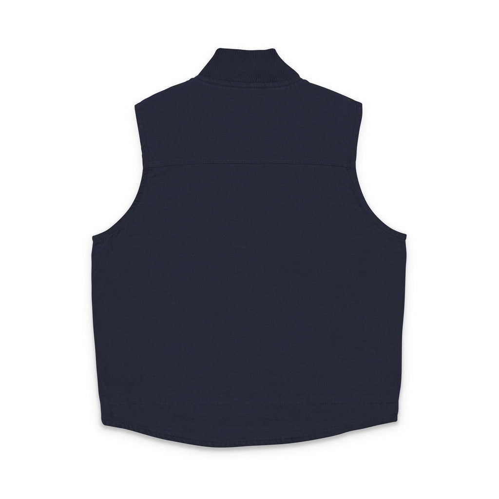 Washed Duck Cloth Work Vest – Embroidered Brown Utility Vest