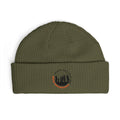Cuffed Beanie — Rustic Mountain Silhouette Embroidered Knit Hat