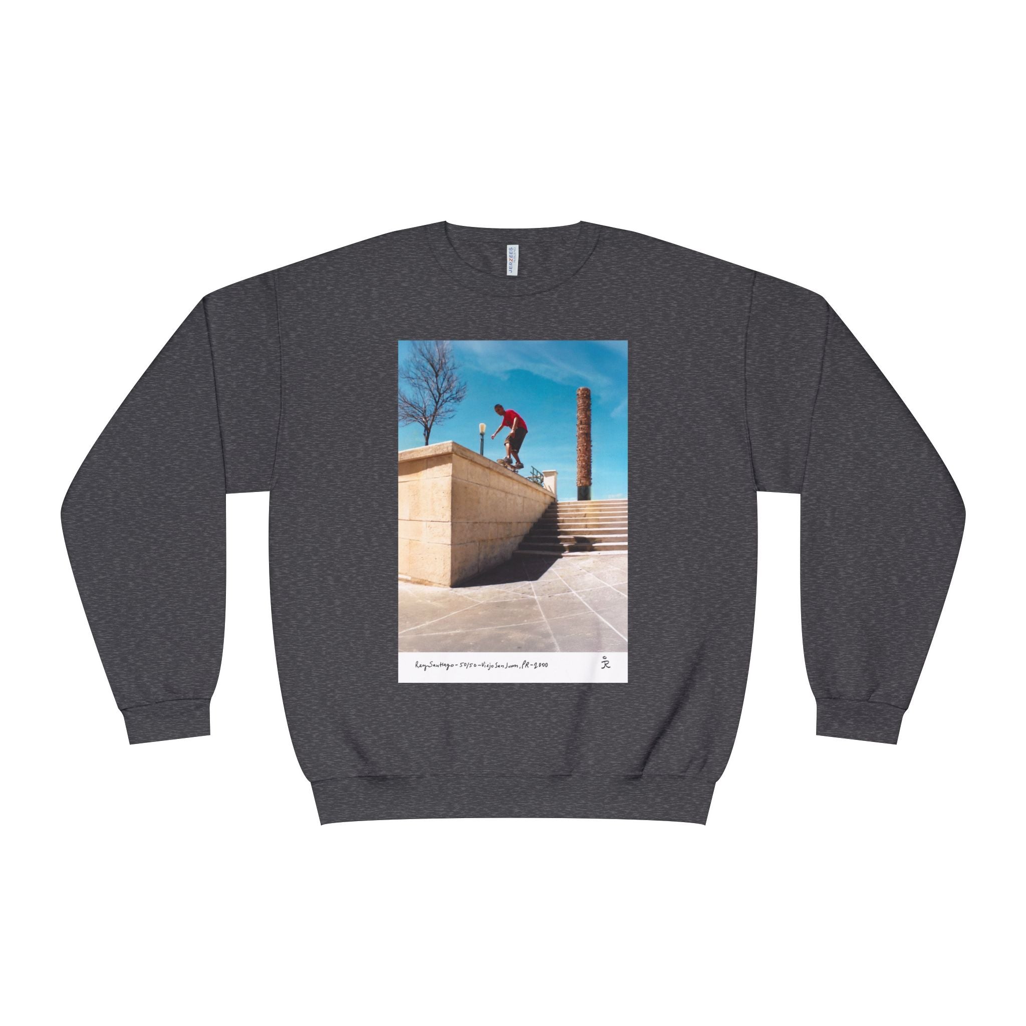 Skateboarding Photo Crewneck Sweatshirt — Urban Skateboarder Graphic