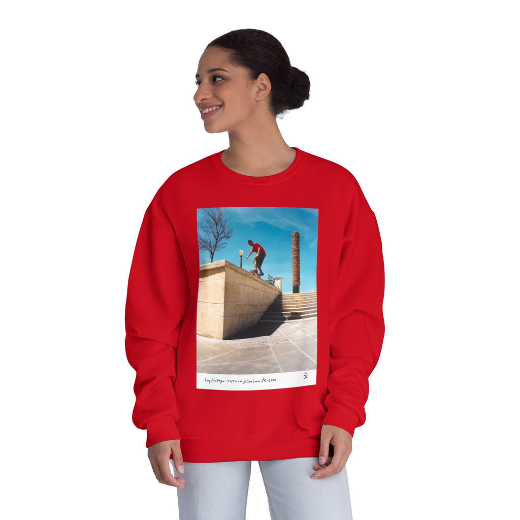 Skateboarding Photo Crewneck Sweatshirt — Urban Skateboarder Graphic