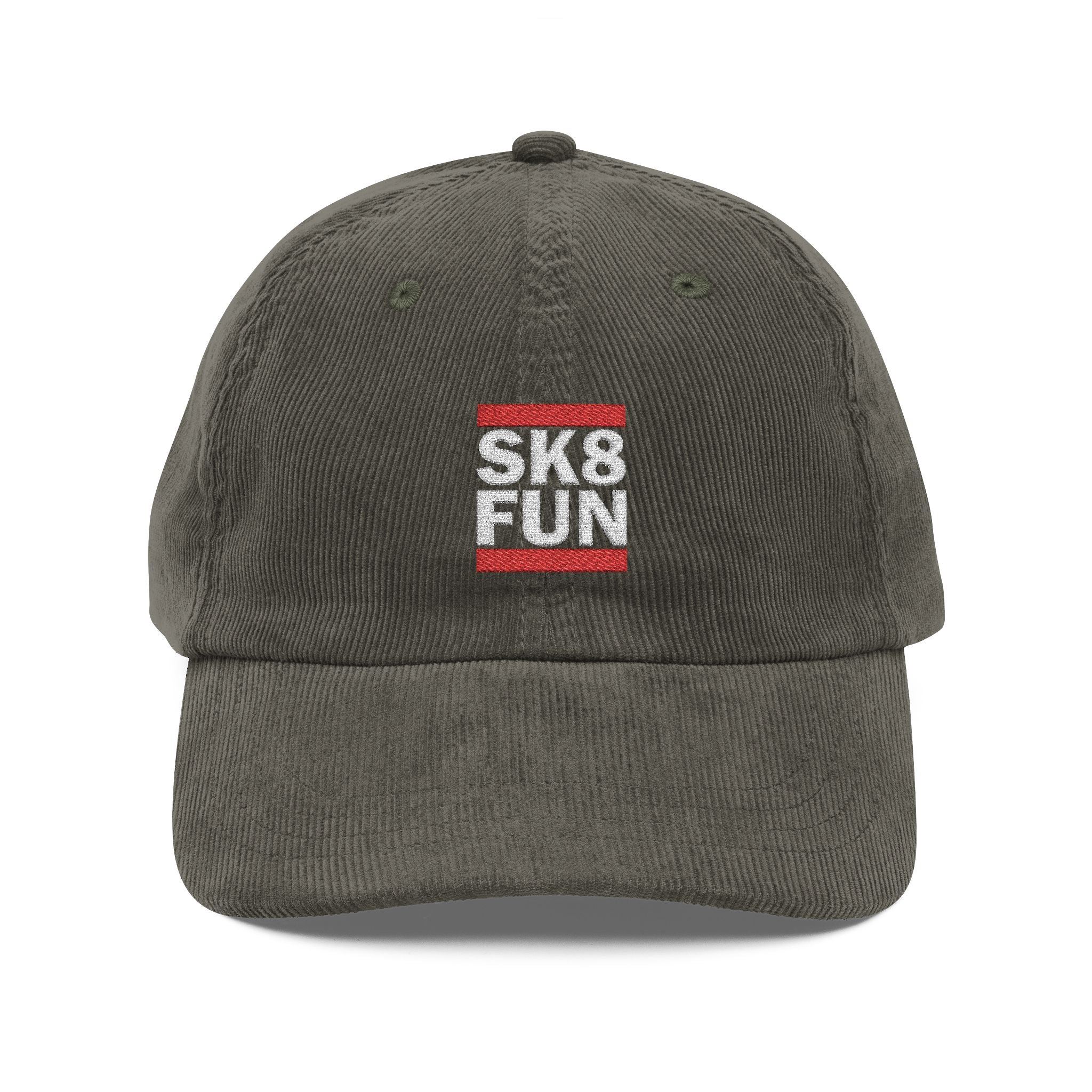 Vintage Corduroy Embroidered Cap — 'SKS FUN' Retro Dad Hat