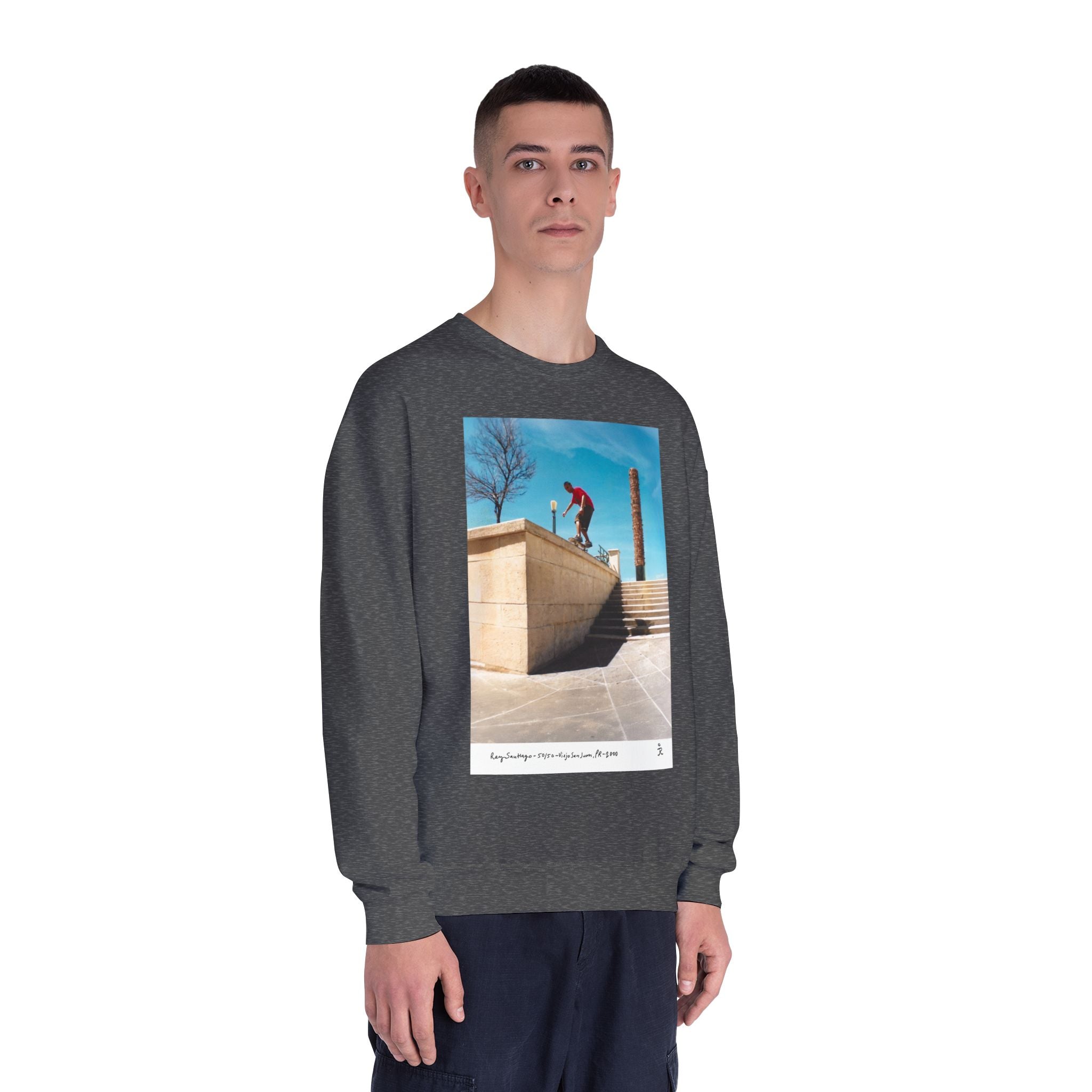 Skateboarding Photo Crewneck Sweatshirt — Urban Skateboarder Graphic