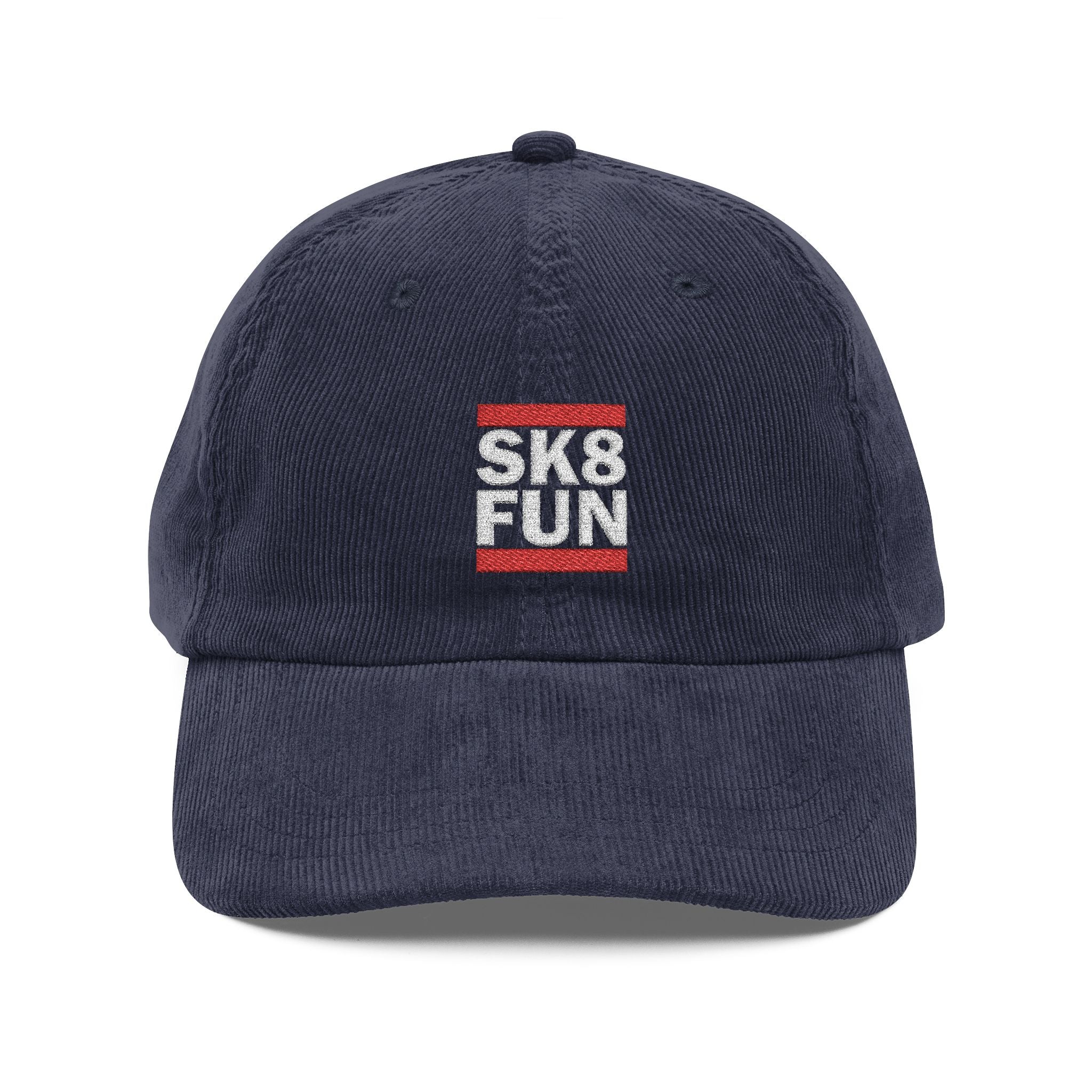 Vintage Corduroy Embroidered Cap — 'SKS FUN' Retro Dad Hat
