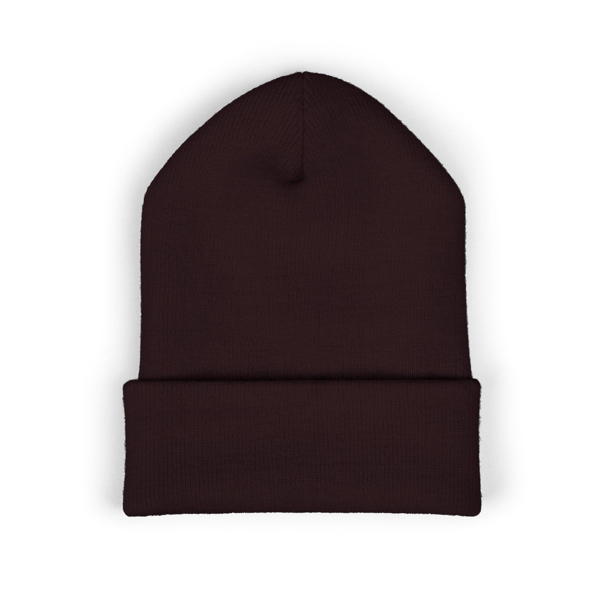 Embroidered Gold Badge Cuffed Beanie — Classic Winter Knit Hat