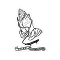 Praying Hands Skateboard Sticker — "Thanks Skateboarding" Kiss-Cut Vinyl Decal