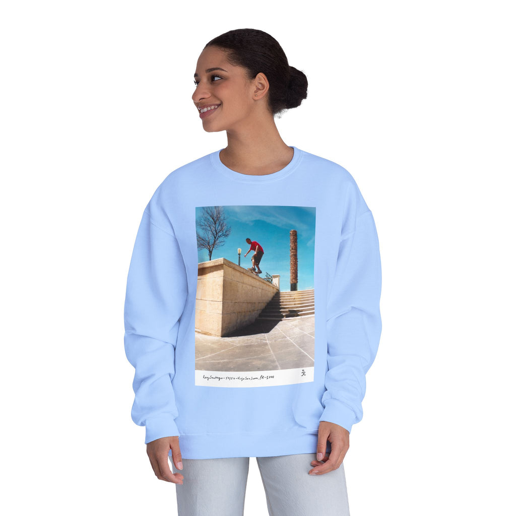 Skateboarding Photo Crewneck Sweatshirt — Urban Skateboarder Graphic