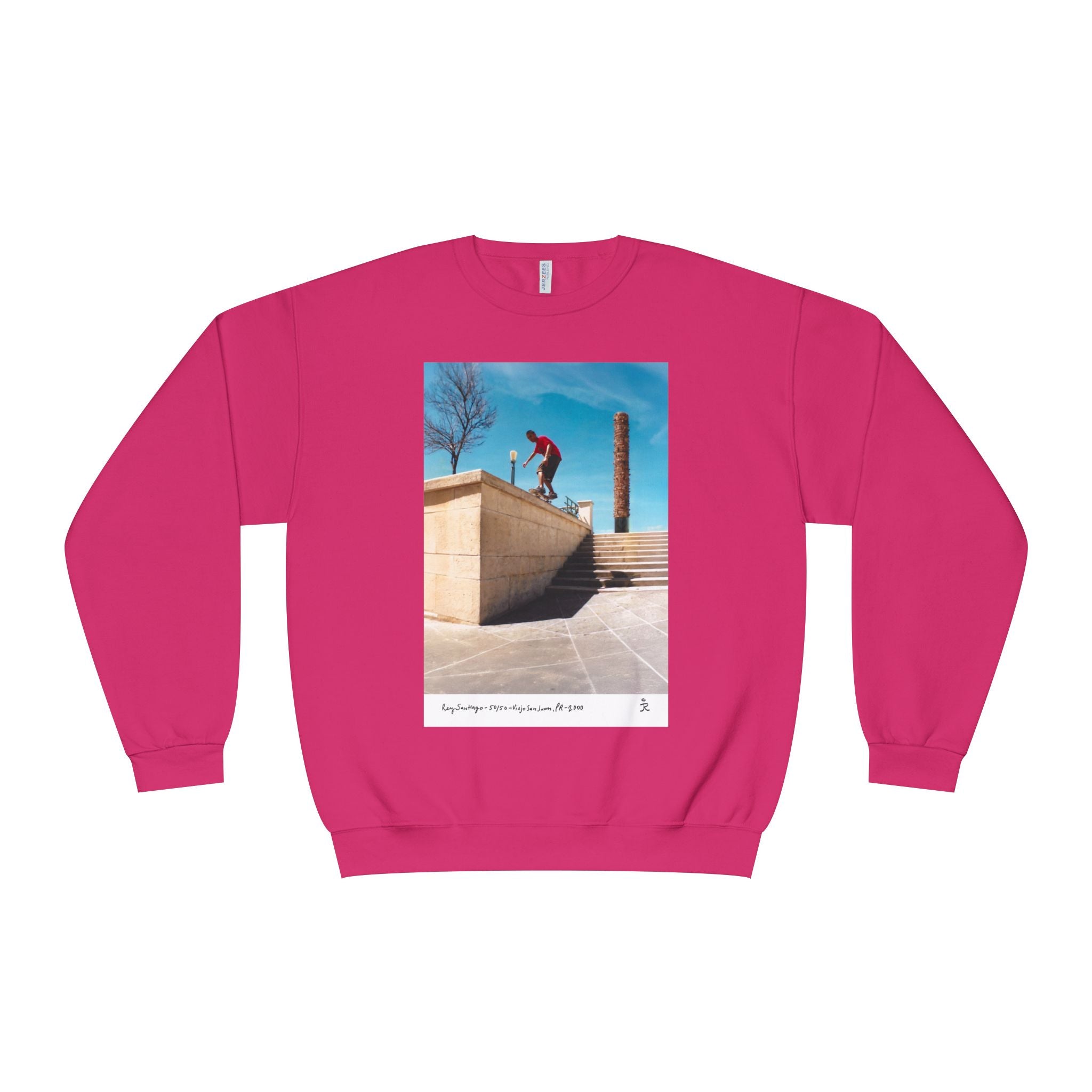 Skateboarding Photo Crewneck Sweatshirt — Urban Skateboarder Graphic