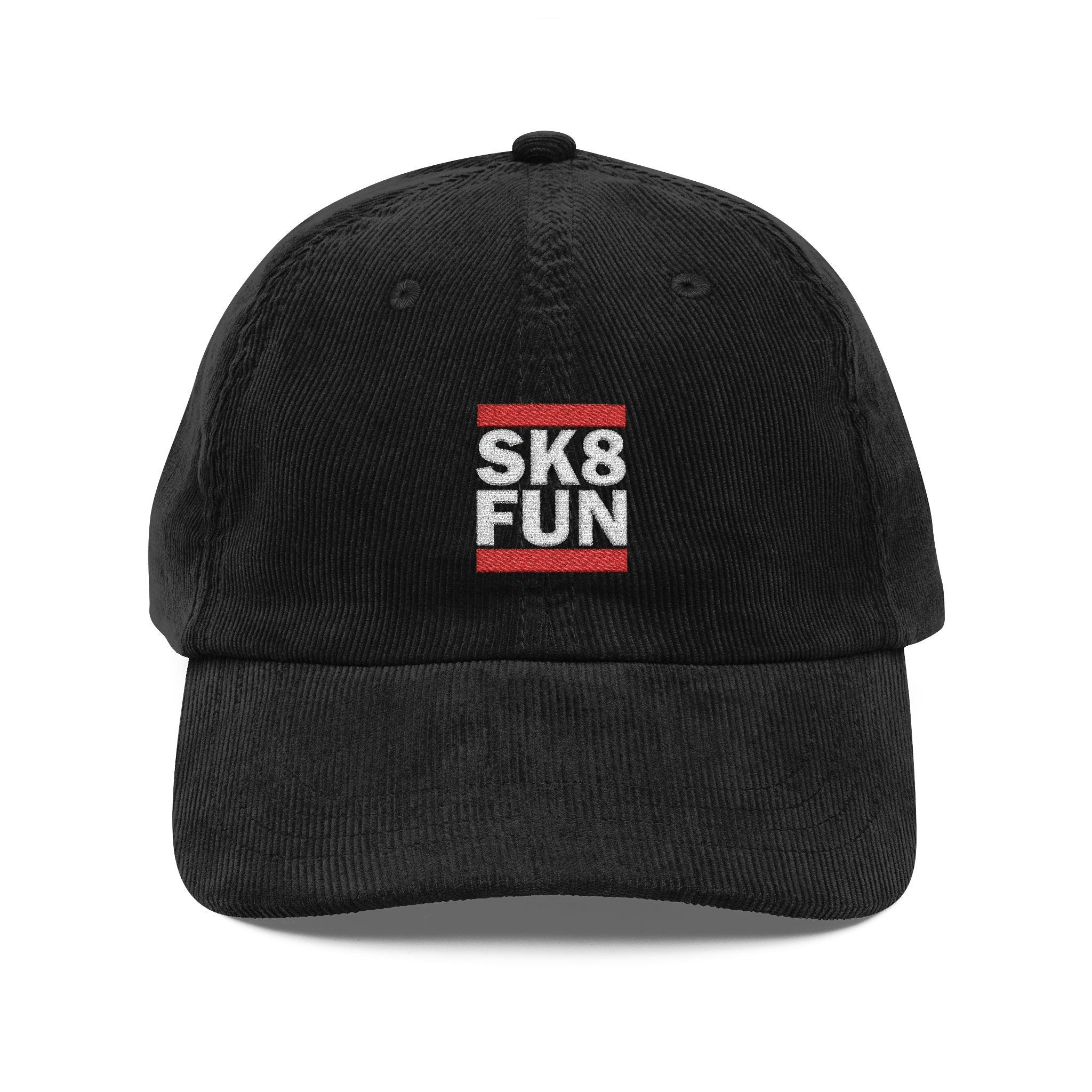 Vintage Corduroy Embroidered Cap — 'SKS FUN' Retro Dad Hat