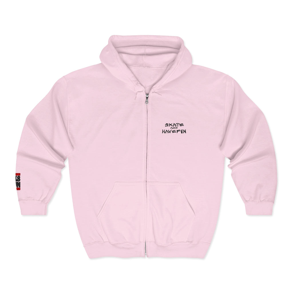 Skate Napkin Zip Hoodie — Minimal Skateboard Graphic Full-Zip Sweatshirt