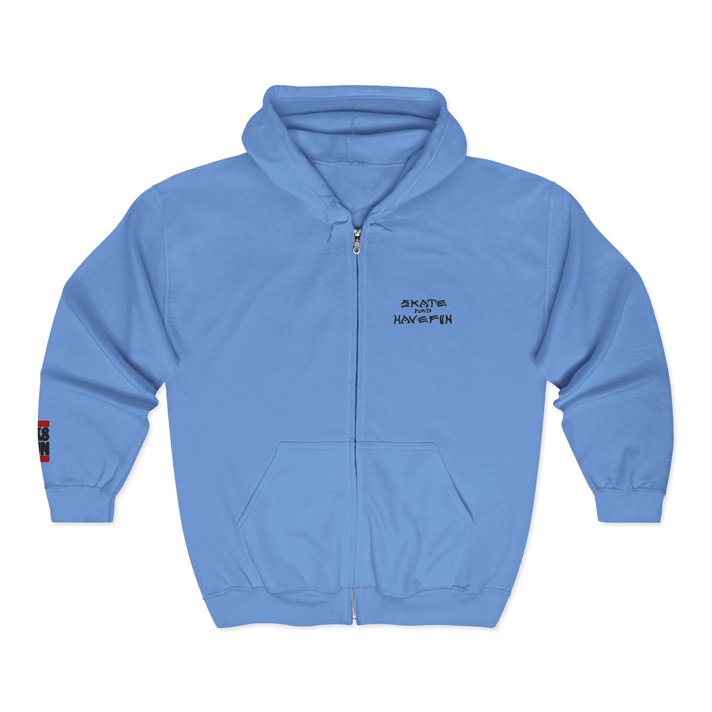 Skate Napkin Zip Hoodie — Minimal Skateboard Graphic Full-Zip Sweatshirt