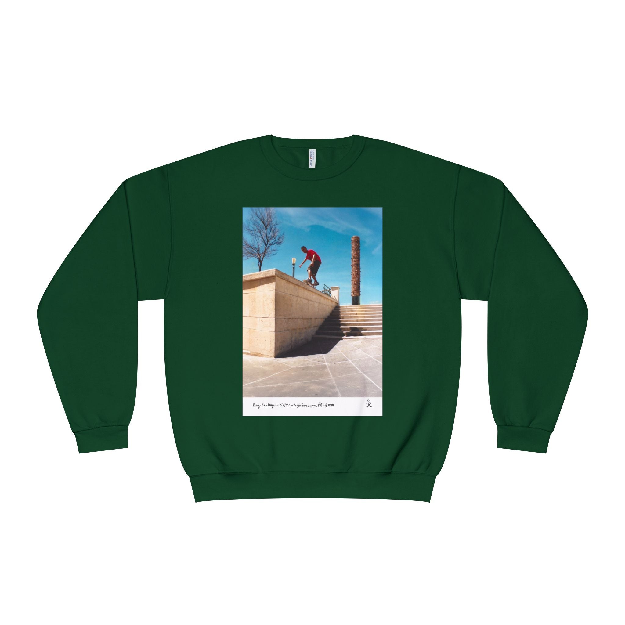 Skateboarding Photo Crewneck Sweatshirt — Urban Skateboarder Graphic