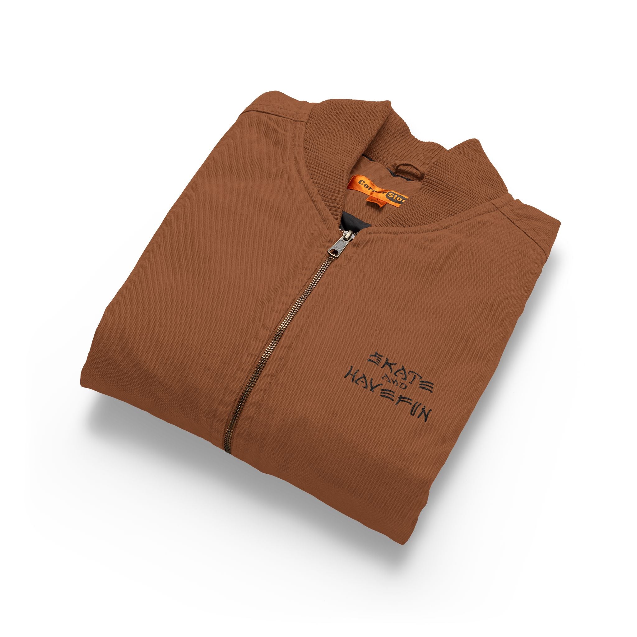 Washed Duck Cloth Work Vest – Embroidered Brown Utility Vest