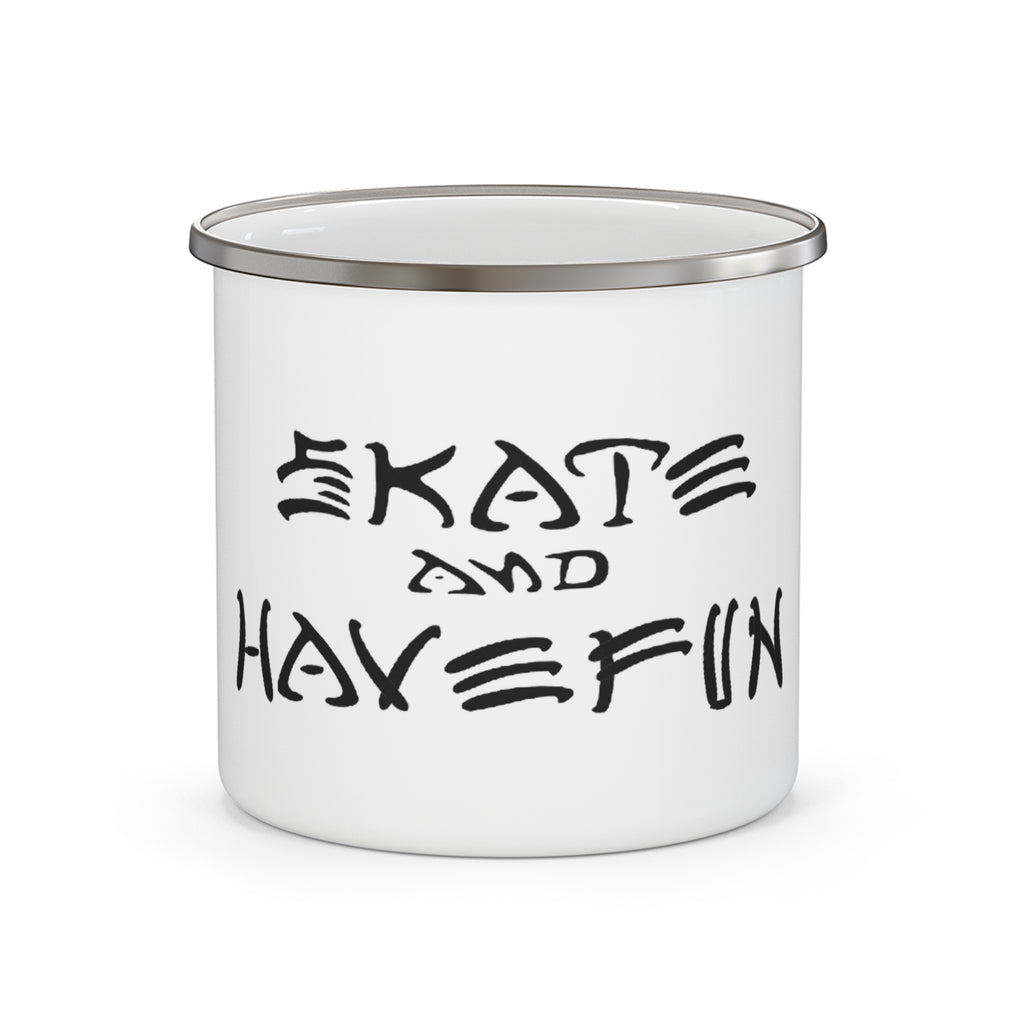 Enamel Camping Mug — "Skate and Have Fun" Retro Skateboard Coffee Cup