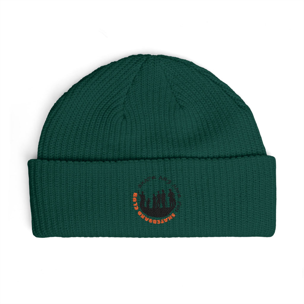 Cuffed Beanie — Rustic Mountain Silhouette Embroidered Knit Hat