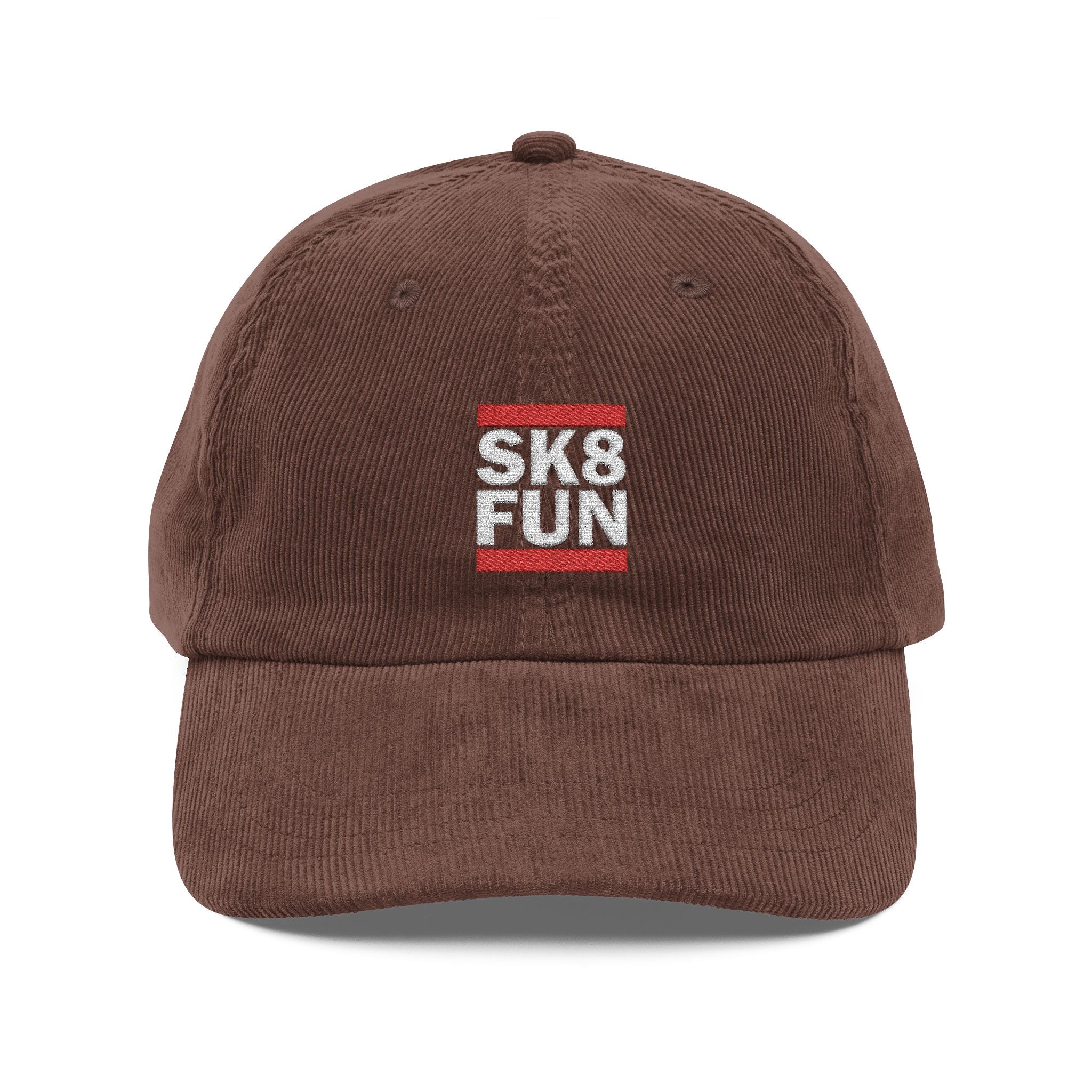 Vintage Corduroy Embroidered Cap — 'SKS FUN' Retro Dad Hat