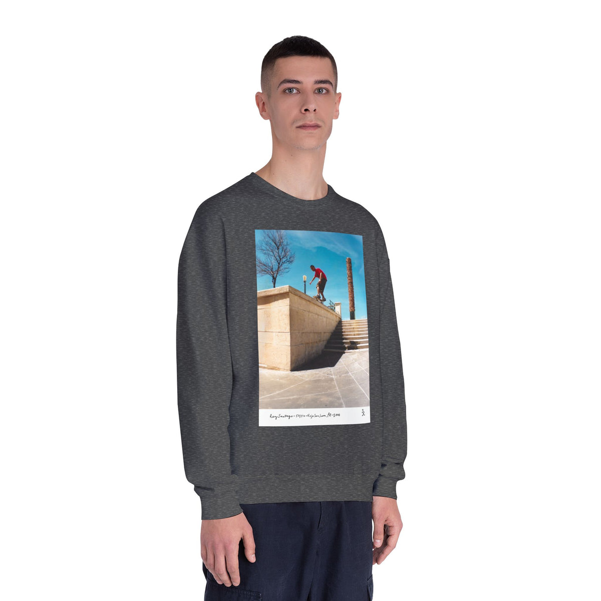 Skateboarding Photo Crewneck Sweatshirt — Urban Skateboarder Graphic