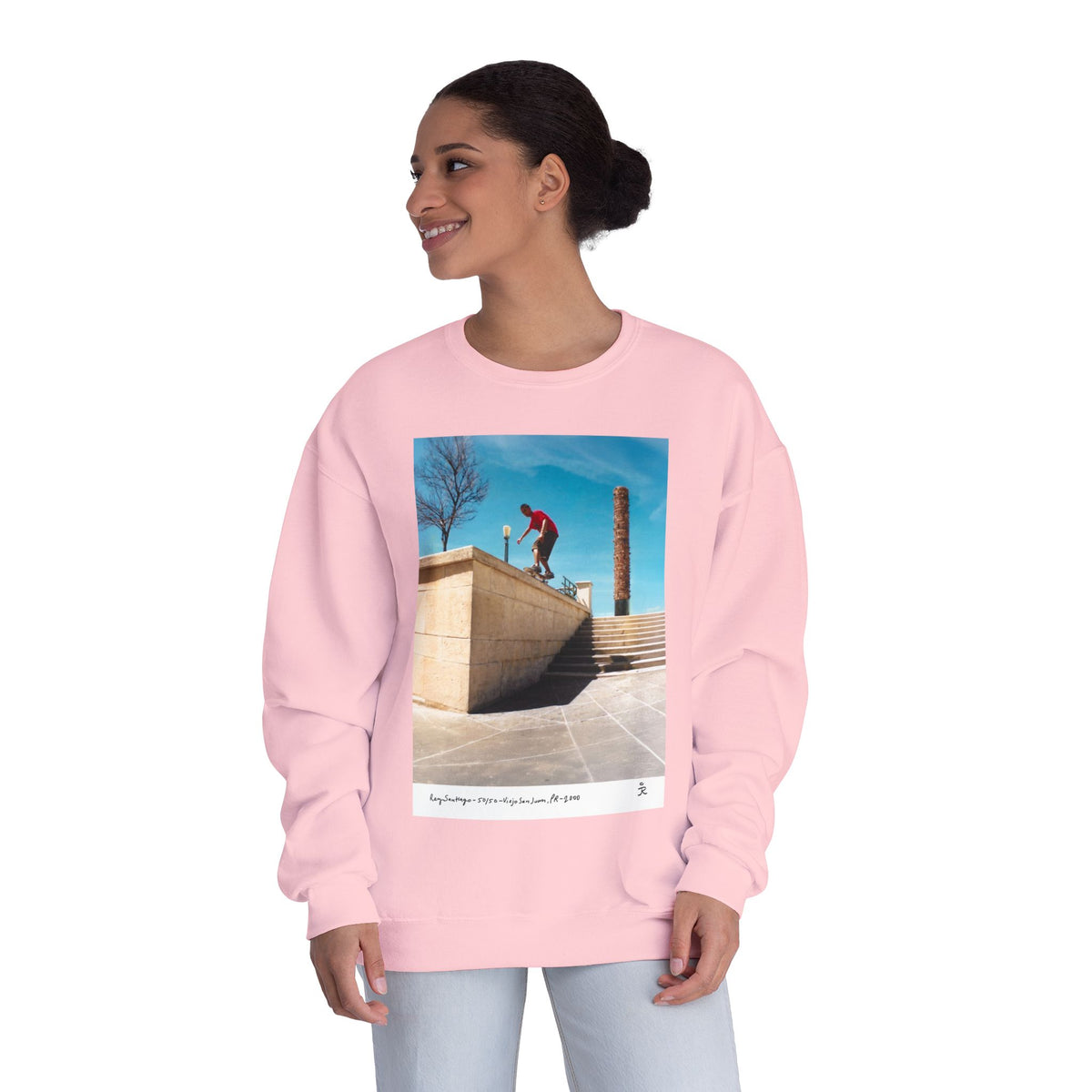 Skateboarding Photo Crewneck Sweatshirt — Urban Skateboarder Graphic
