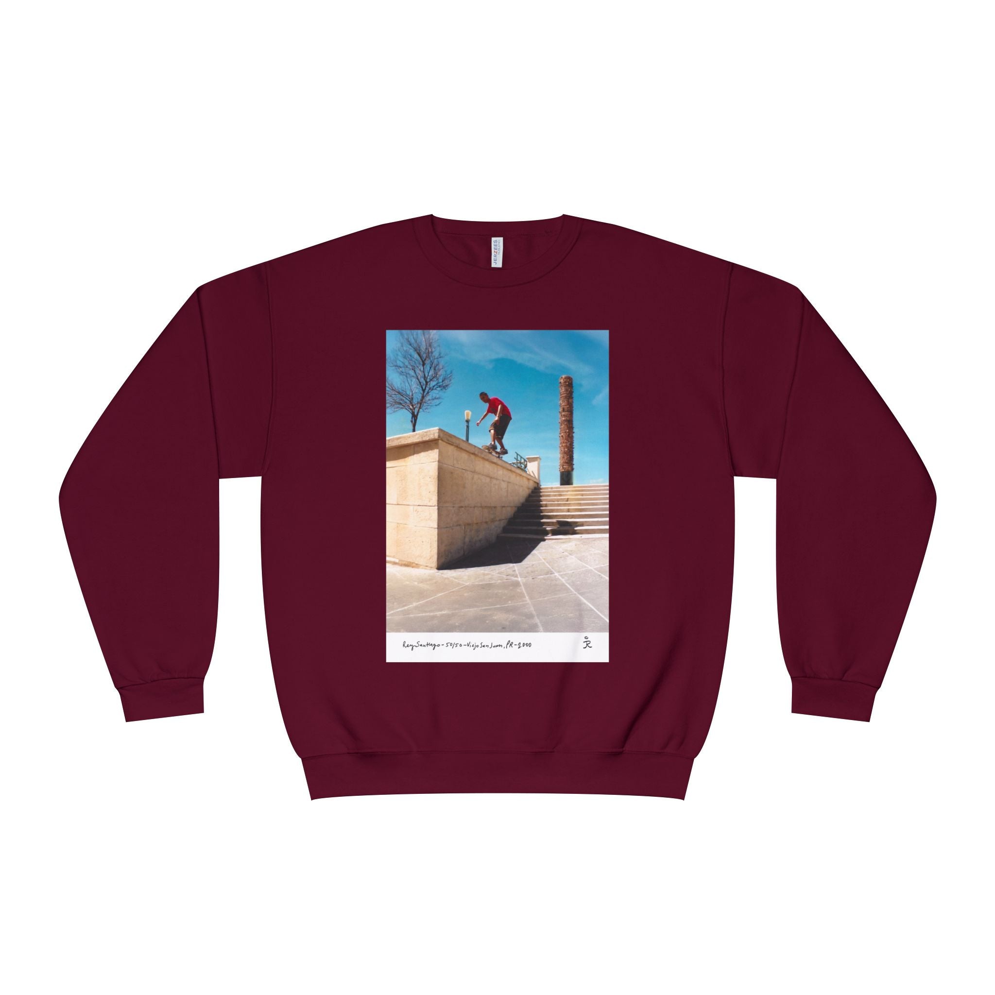 Skateboarding Photo Crewneck Sweatshirt — Urban Skateboarder Graphic