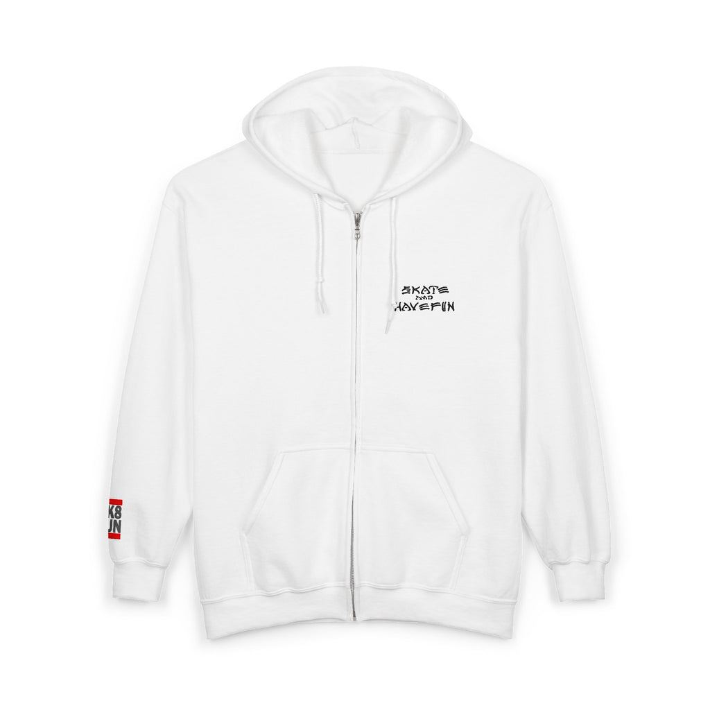 Skate Napkin Zip Hoodie — Minimal Skateboard Graphic Full-Zip Sweatshirt
