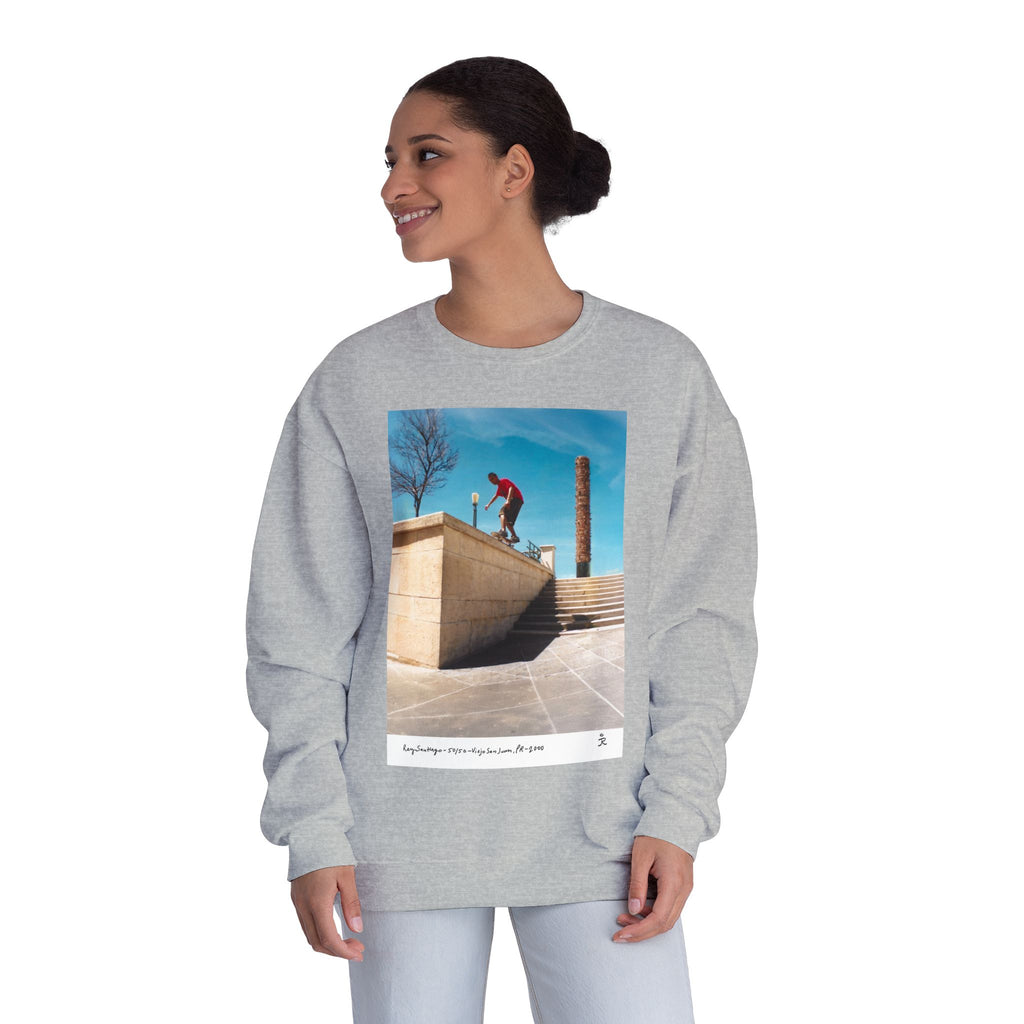 Skateboarding Photo Crewneck Sweatshirt — Urban Skateboarder Graphic