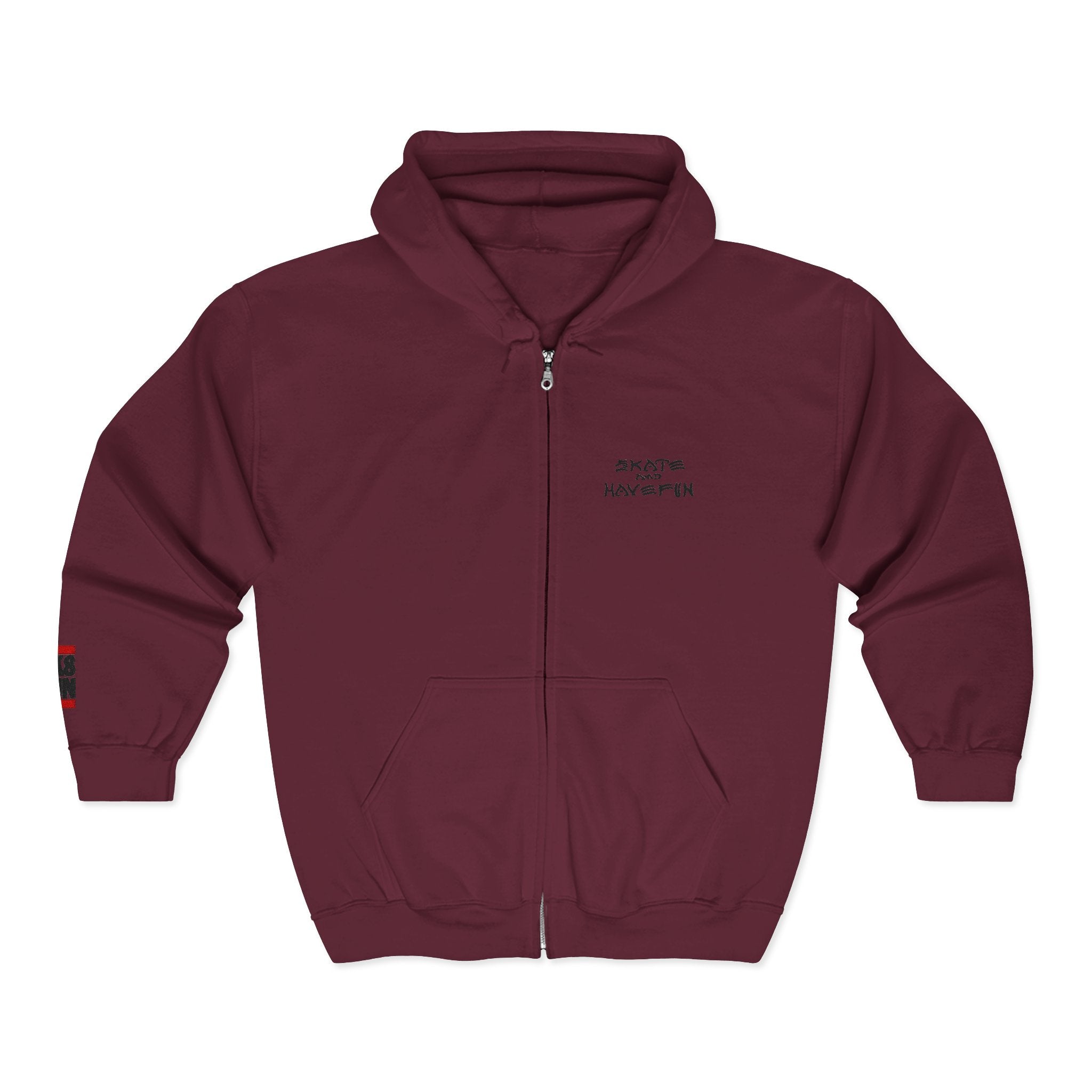 Skate Napkin Zip Hoodie — Minimal Skateboard Graphic Full-Zip Sweatshirt