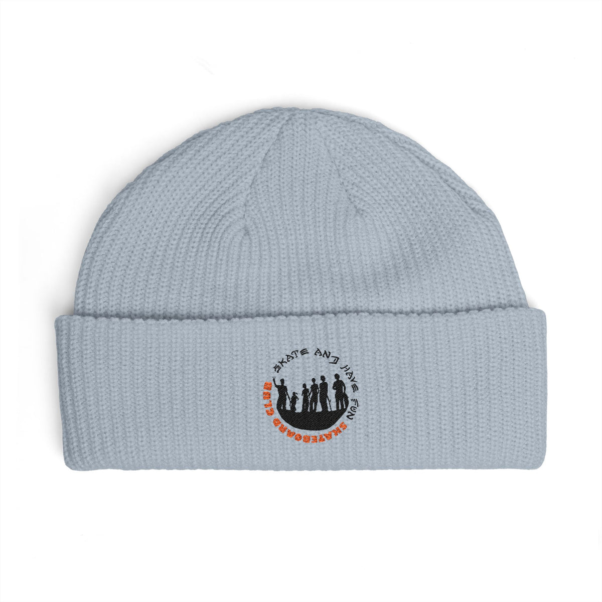 Cuffed Beanie — Rustic Mountain Silhouette Embroidered Knit Hat
