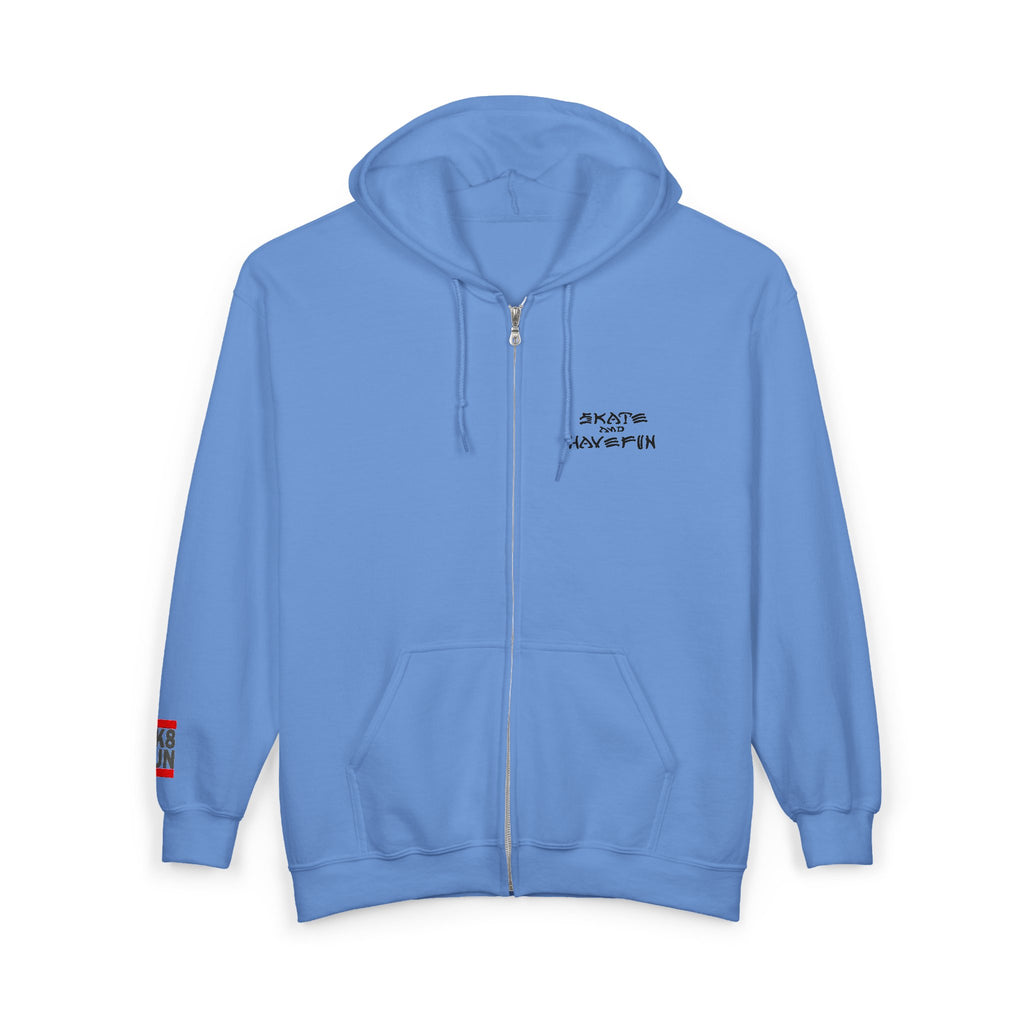 Skate Napkin Zip Hoodie — Minimal Skateboard Graphic Full-Zip Sweatshirt