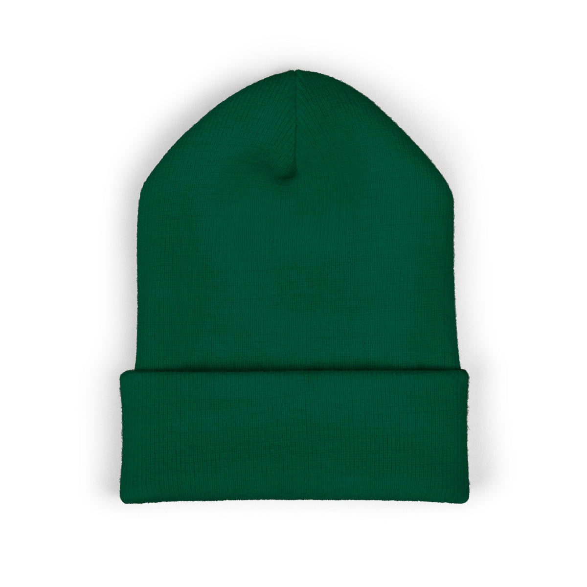Embroidered Gold Badge Cuffed Beanie — Classic Winter Knit Hat