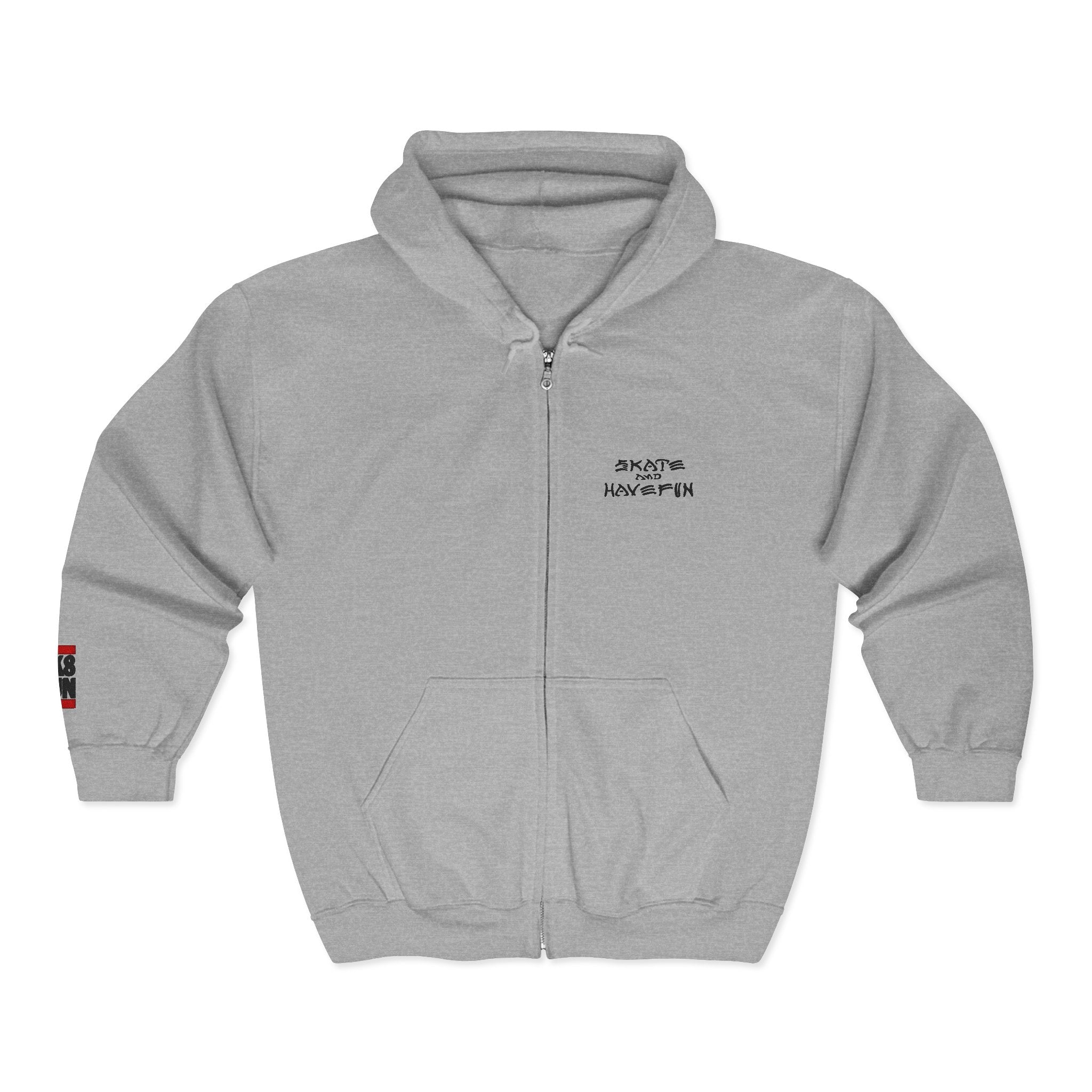 Skate Napkin Zip Hoodie — Minimal Skateboard Graphic Full-Zip Sweatshirt