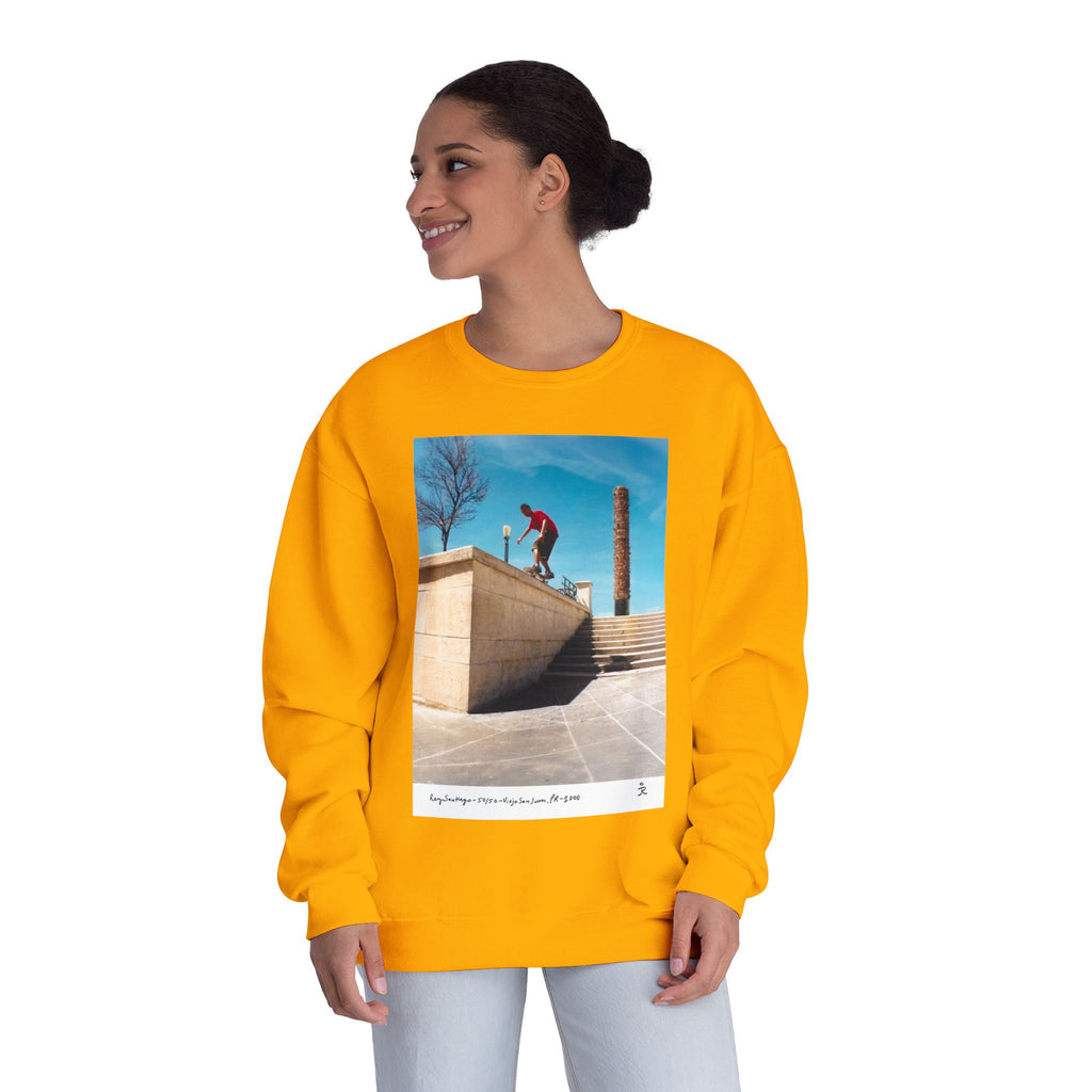Skateboarding Photo Crewneck Sweatshirt — Urban Skateboarder Graphic