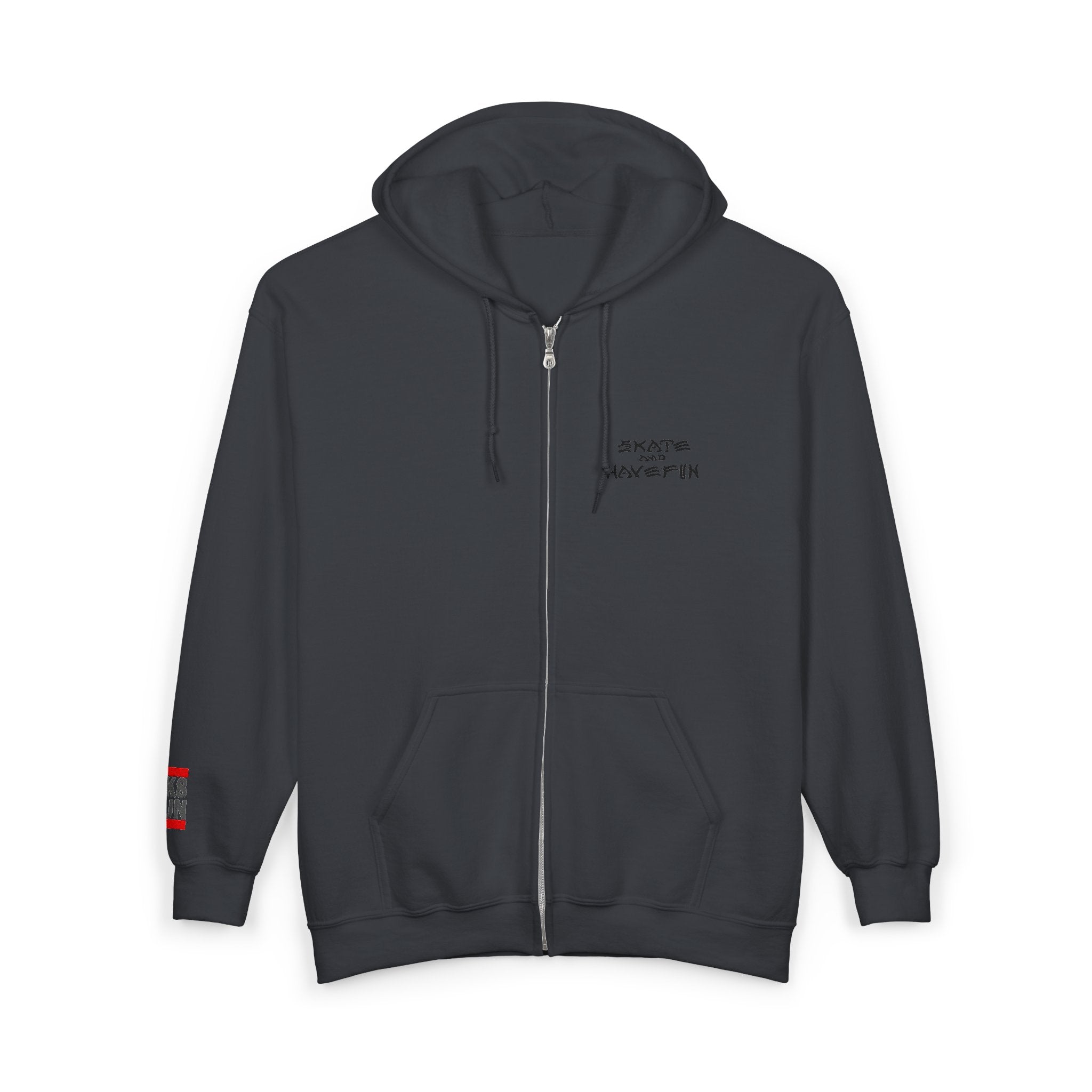 Skate Napkin Zip Hoodie — Minimal Skateboard Graphic Full-Zip Sweatshirt