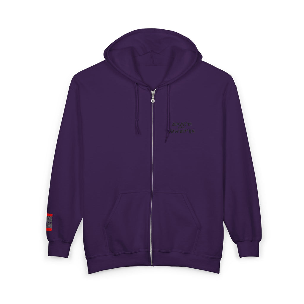 Skate Napkin Zip Hoodie — Minimal Skateboard Graphic Full-Zip Sweatshirt