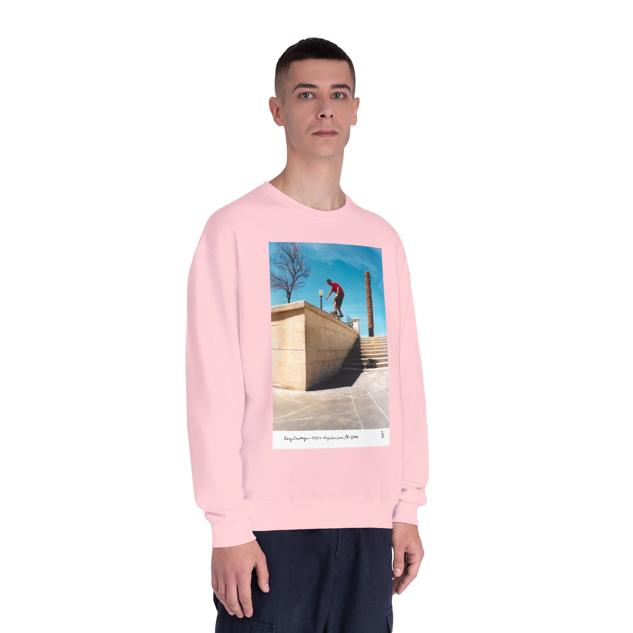 Skateboarding Photo Crewneck Sweatshirt — Urban Skateboarder Graphic