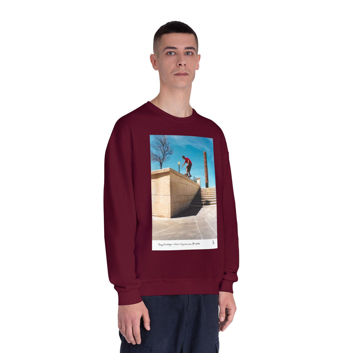 Skateboarding Photo Crewneck Sweatshirt — Urban Skateboarder Graphic