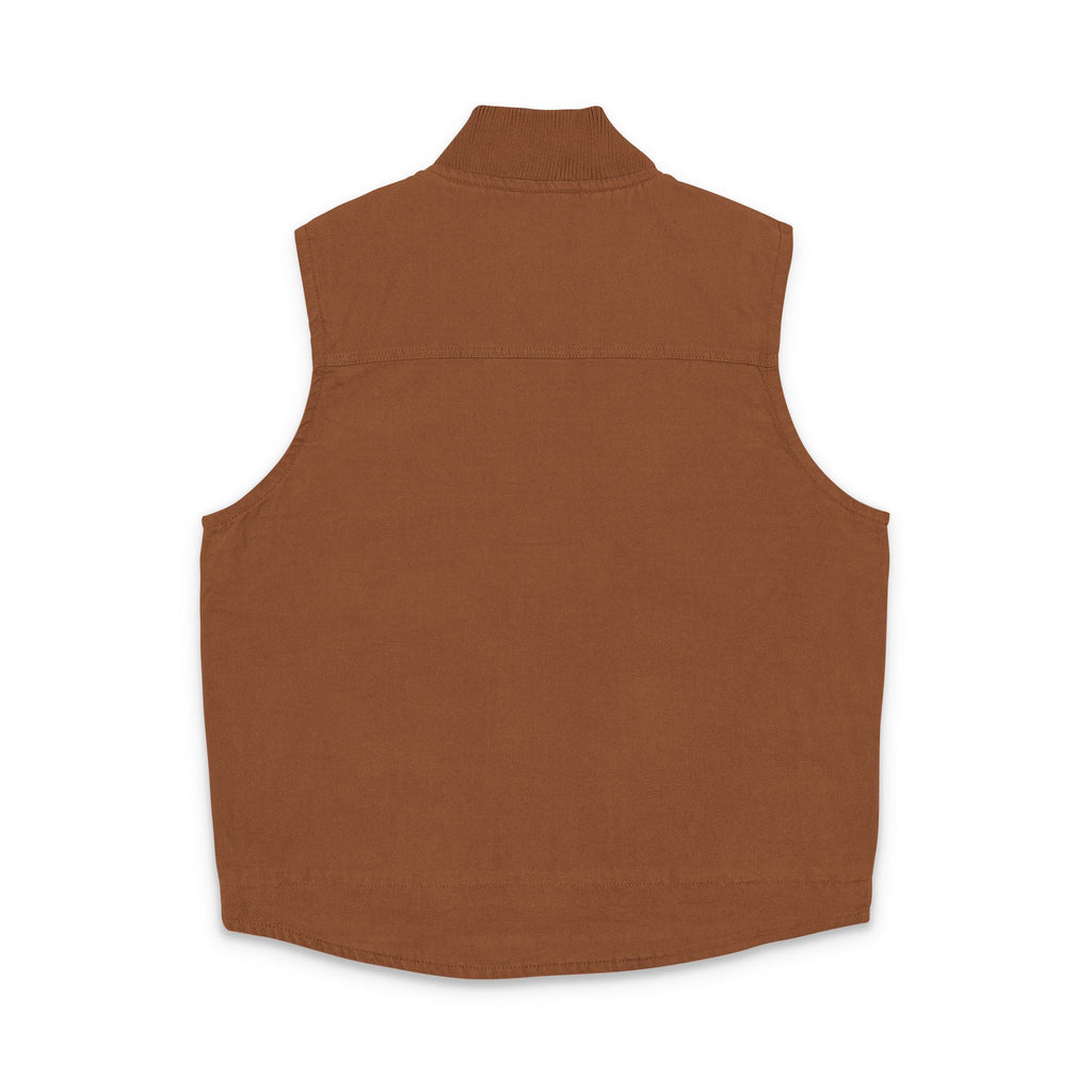 Washed Duck Cloth Work Vest – Embroidered Brown Utility Vest
