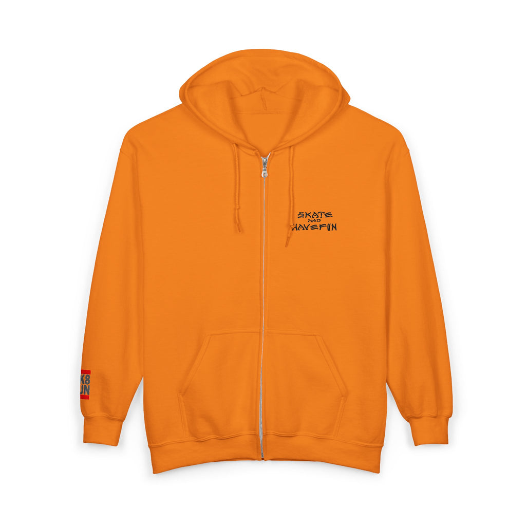 Skate Napkin Zip Hoodie — Minimal Skateboard Graphic Full-Zip Sweatshirt