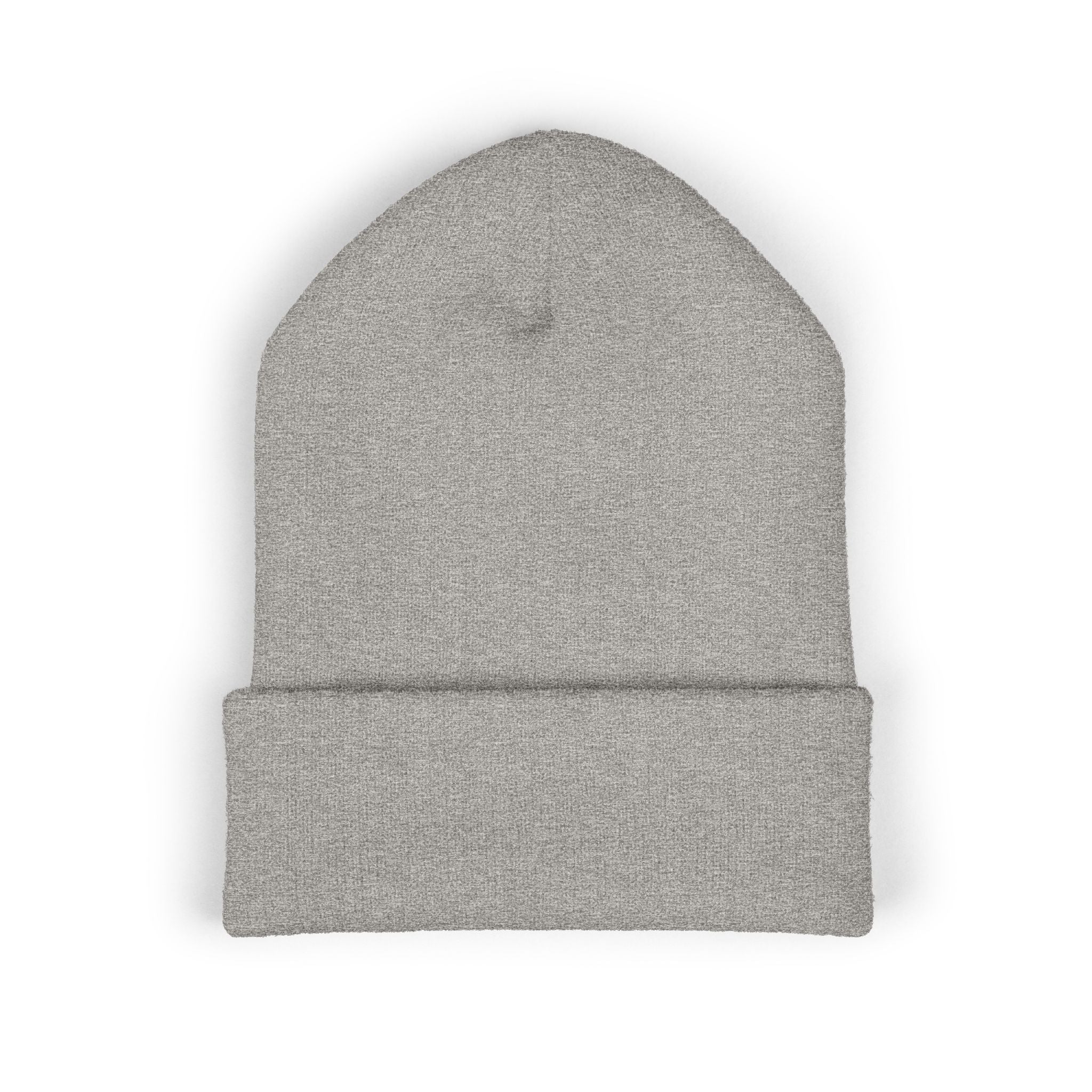 Embroidered Gold Badge Cuffed Beanie — Classic Winter Knit Hat