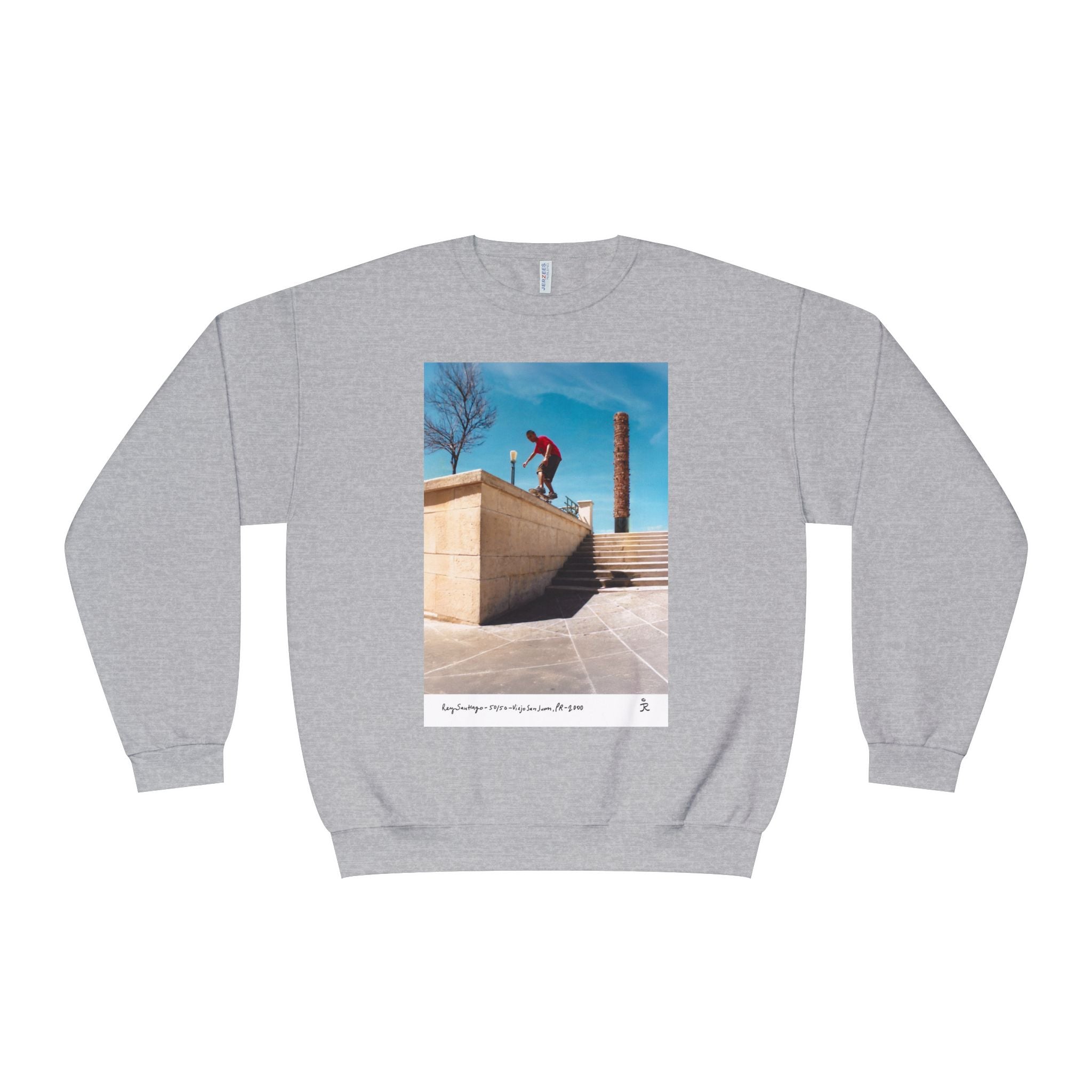 Skateboarding Photo Crewneck Sweatshirt — Urban Skateboarder Graphic