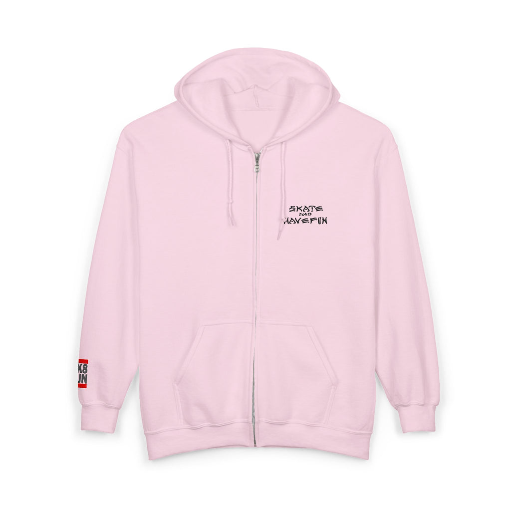 Skate Napkin Zip Hoodie — Minimal Skateboard Graphic Full-Zip Sweatshirt