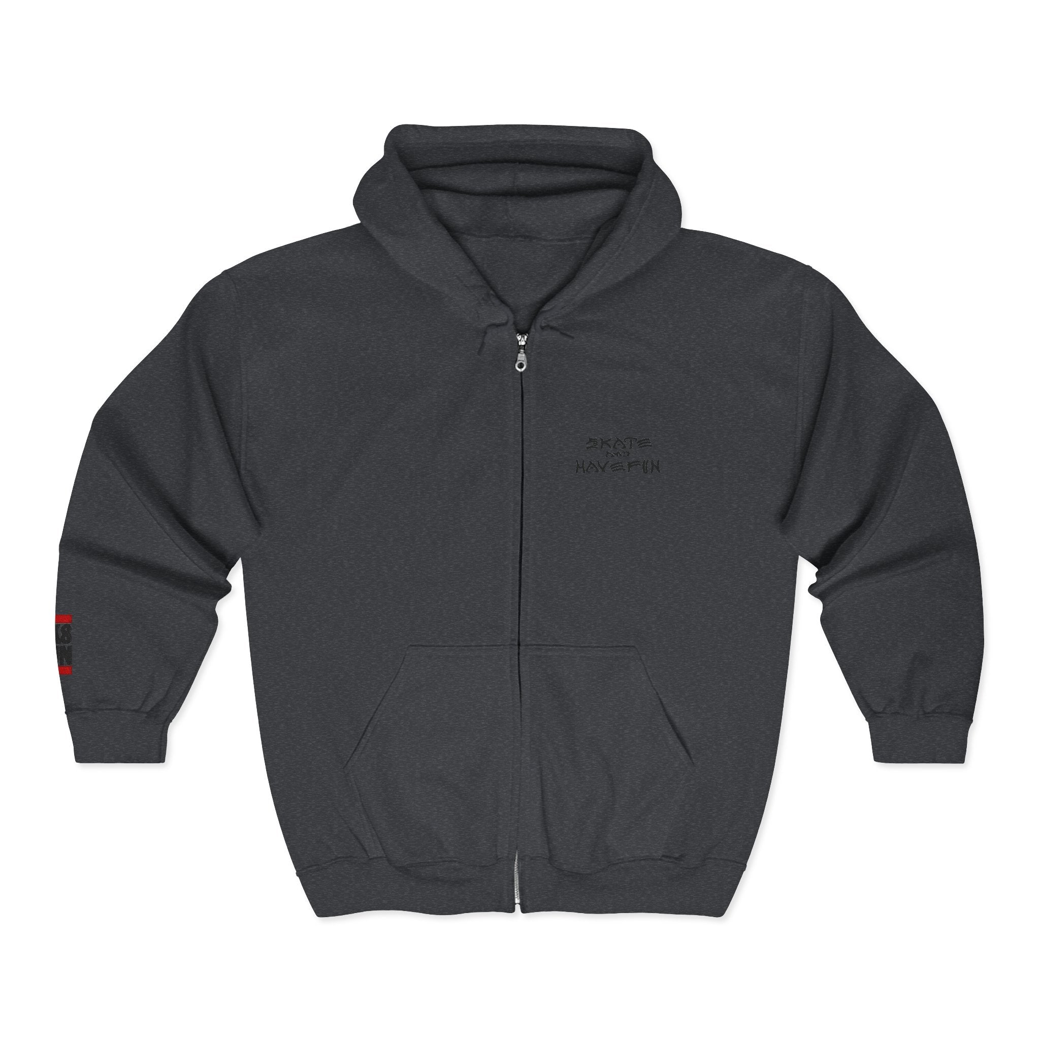 Skate Napkin Zip Hoodie — Minimal Skateboard Graphic Full-Zip Sweatshirt