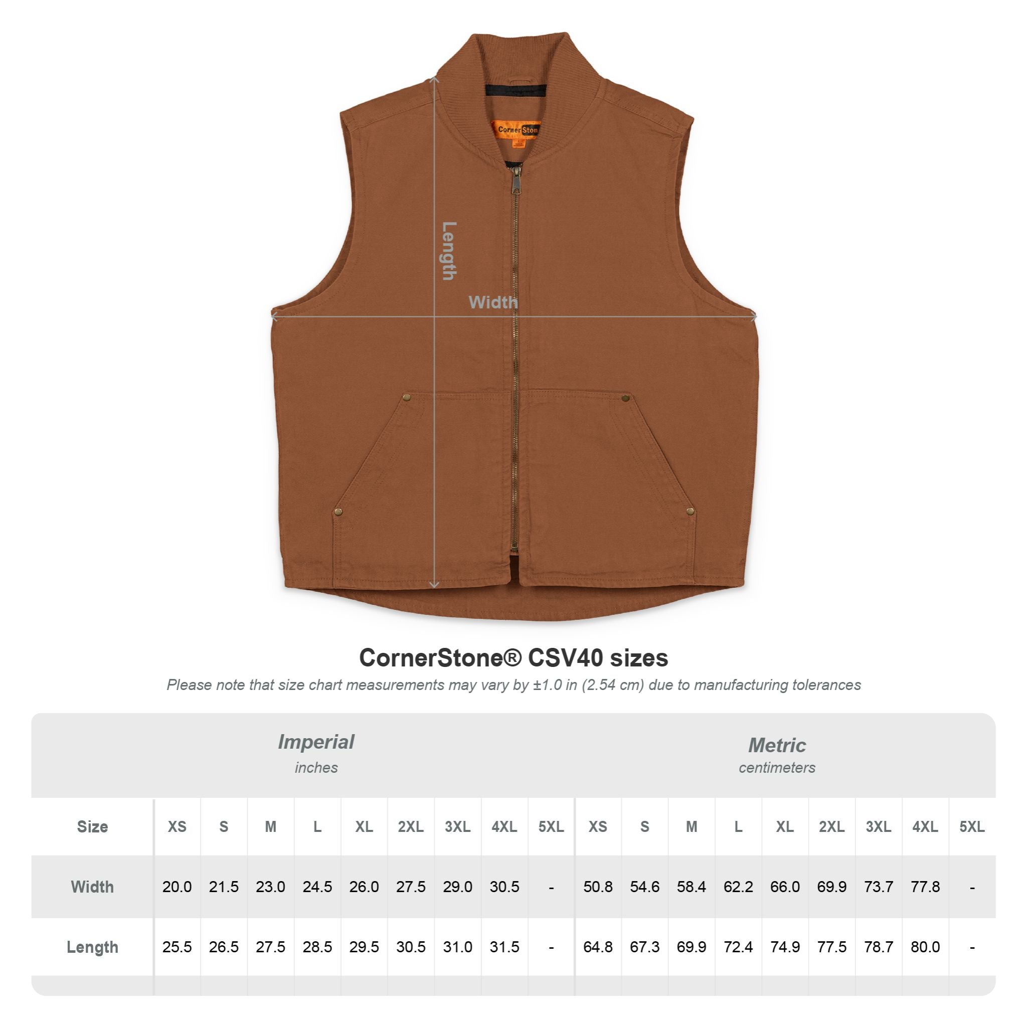 Washed Duck Cloth Work Vest – Embroidered Brown Utility Vest