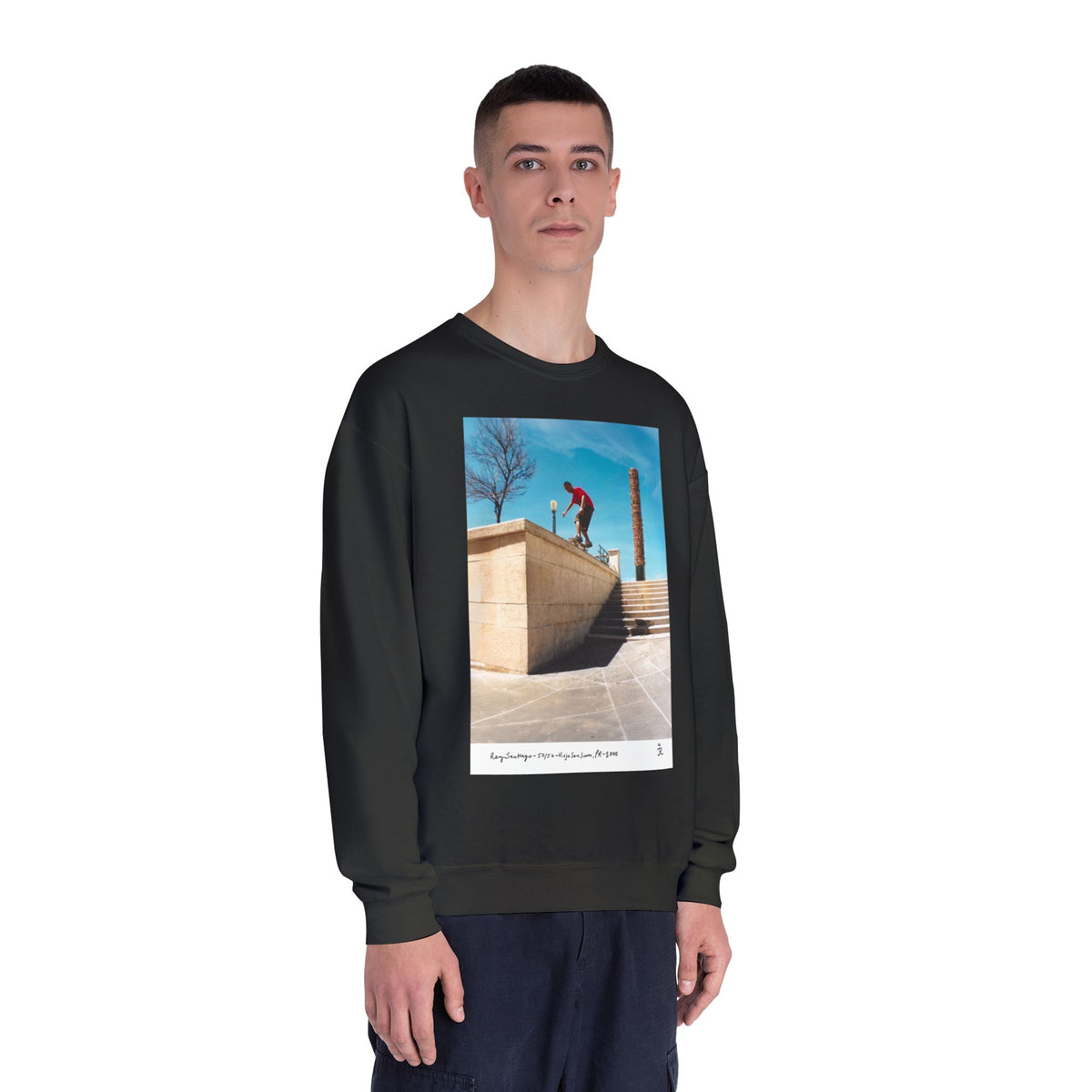 Skateboarding Photo Crewneck Sweatshirt — Urban Skateboarder Graphic