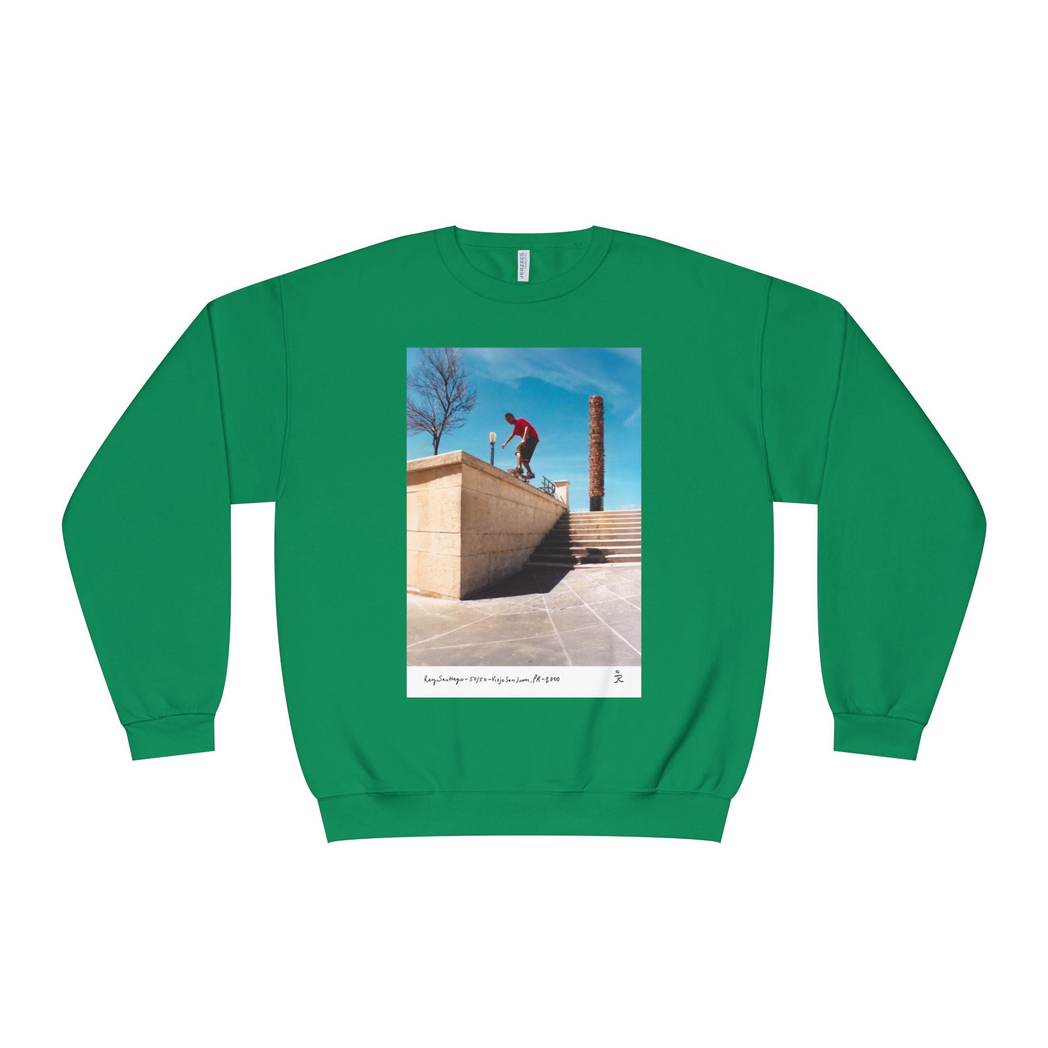 Skateboarding Photo Crewneck Sweatshirt — Urban Skateboarder Graphic