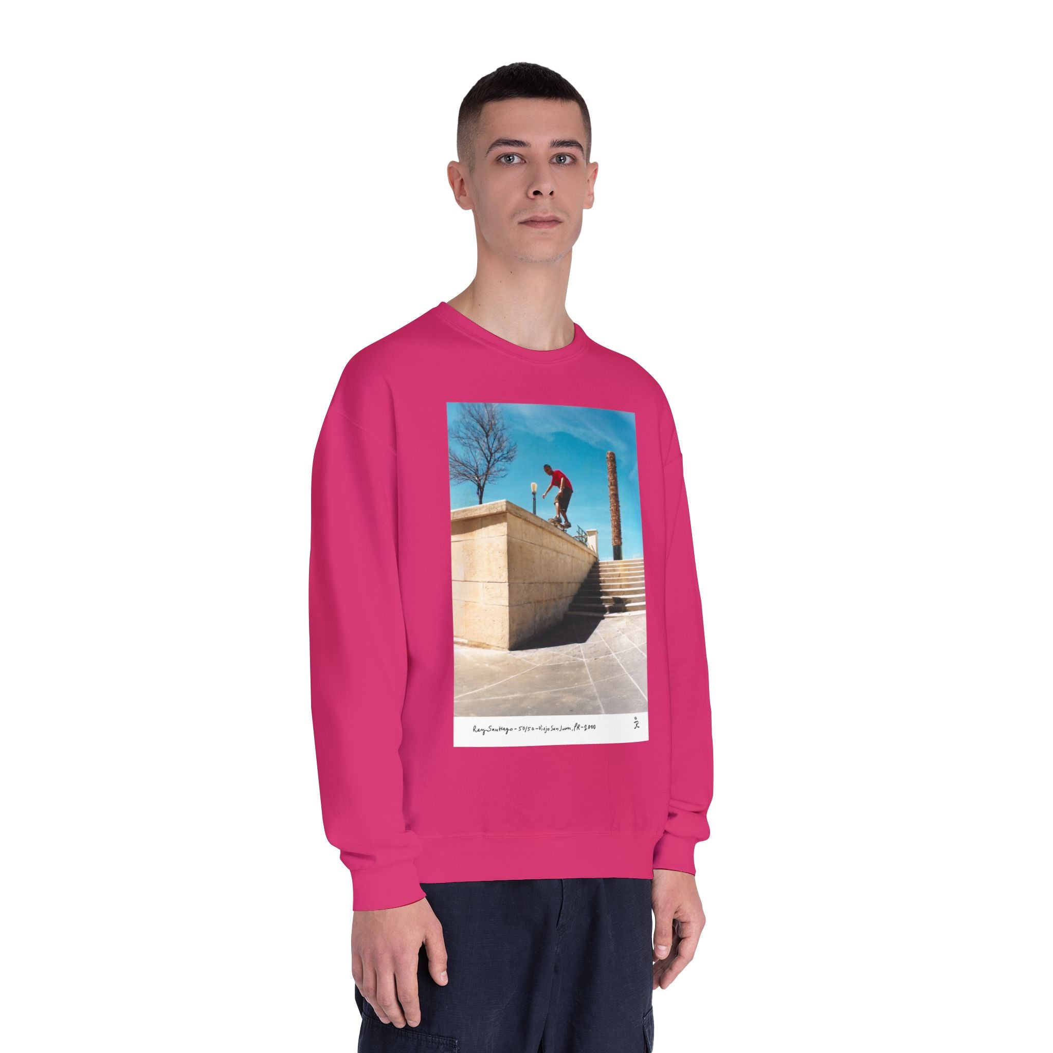 Skateboarding Photo Crewneck Sweatshirt — Urban Skateboarder Graphic