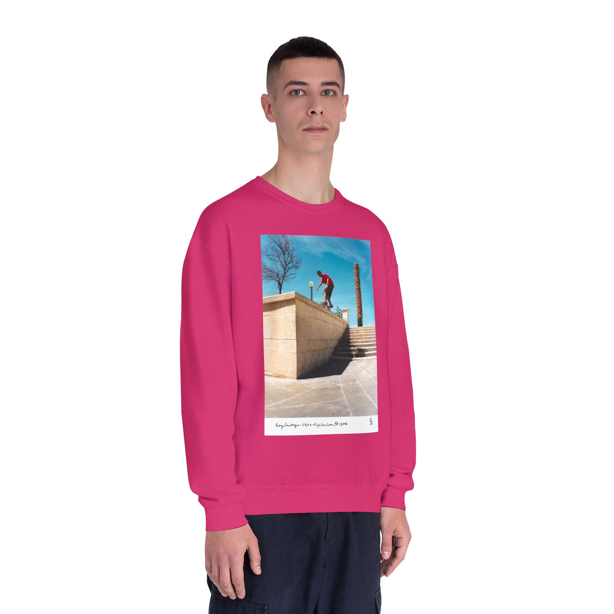 Skateboarding Photo Crewneck Sweatshirt — Urban Skateboarder Graphic