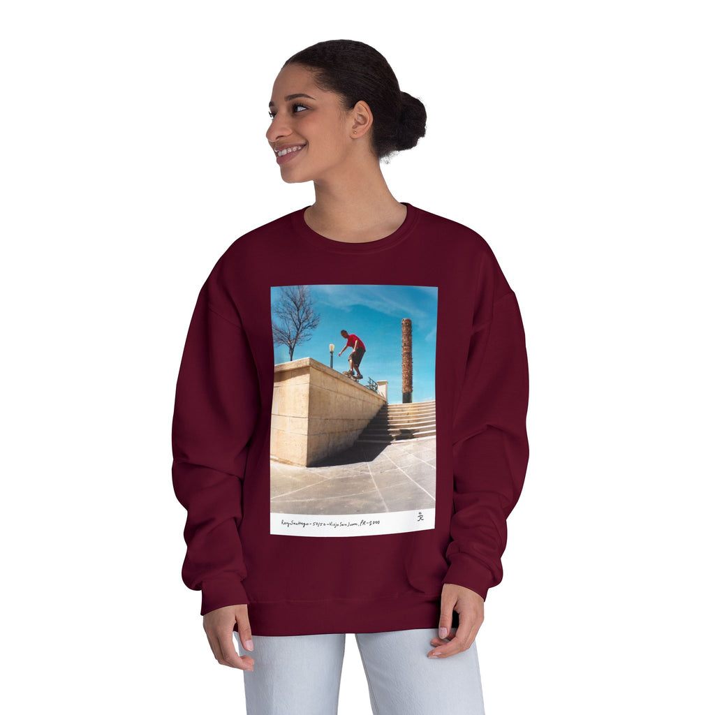 Skateboarding Photo Crewneck Sweatshirt — Urban Skateboarder Graphic