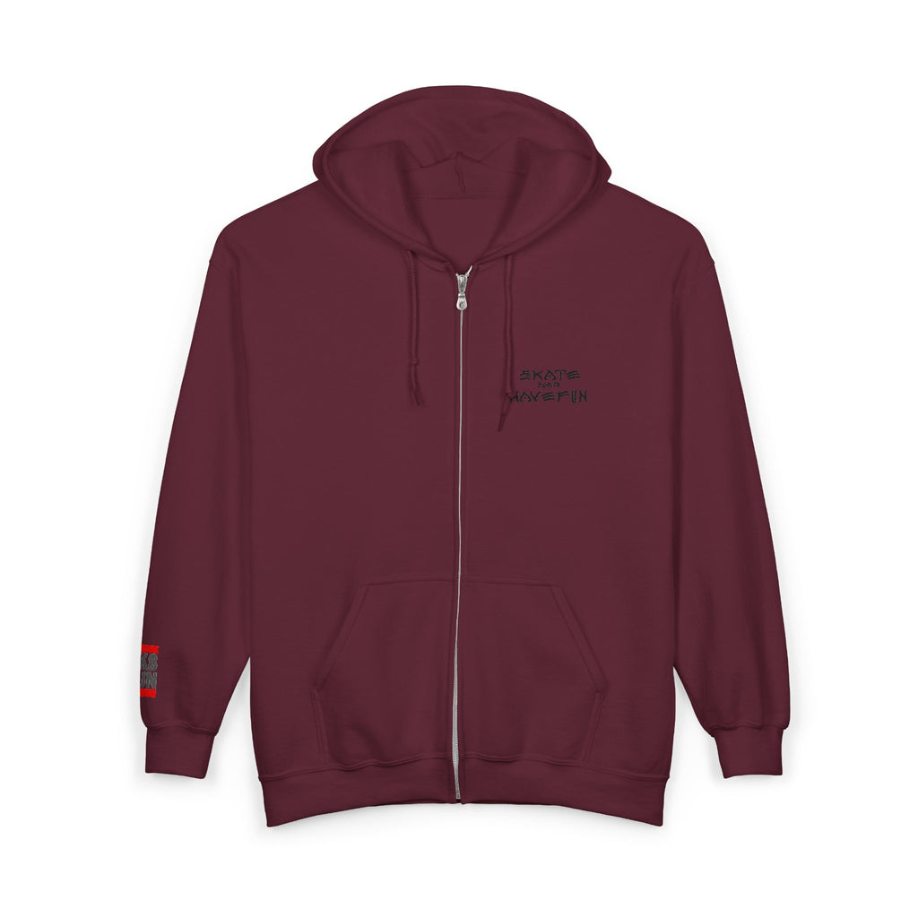 Skate Napkin Zip Hoodie — Minimal Skateboard Graphic Full-Zip Sweatshirt